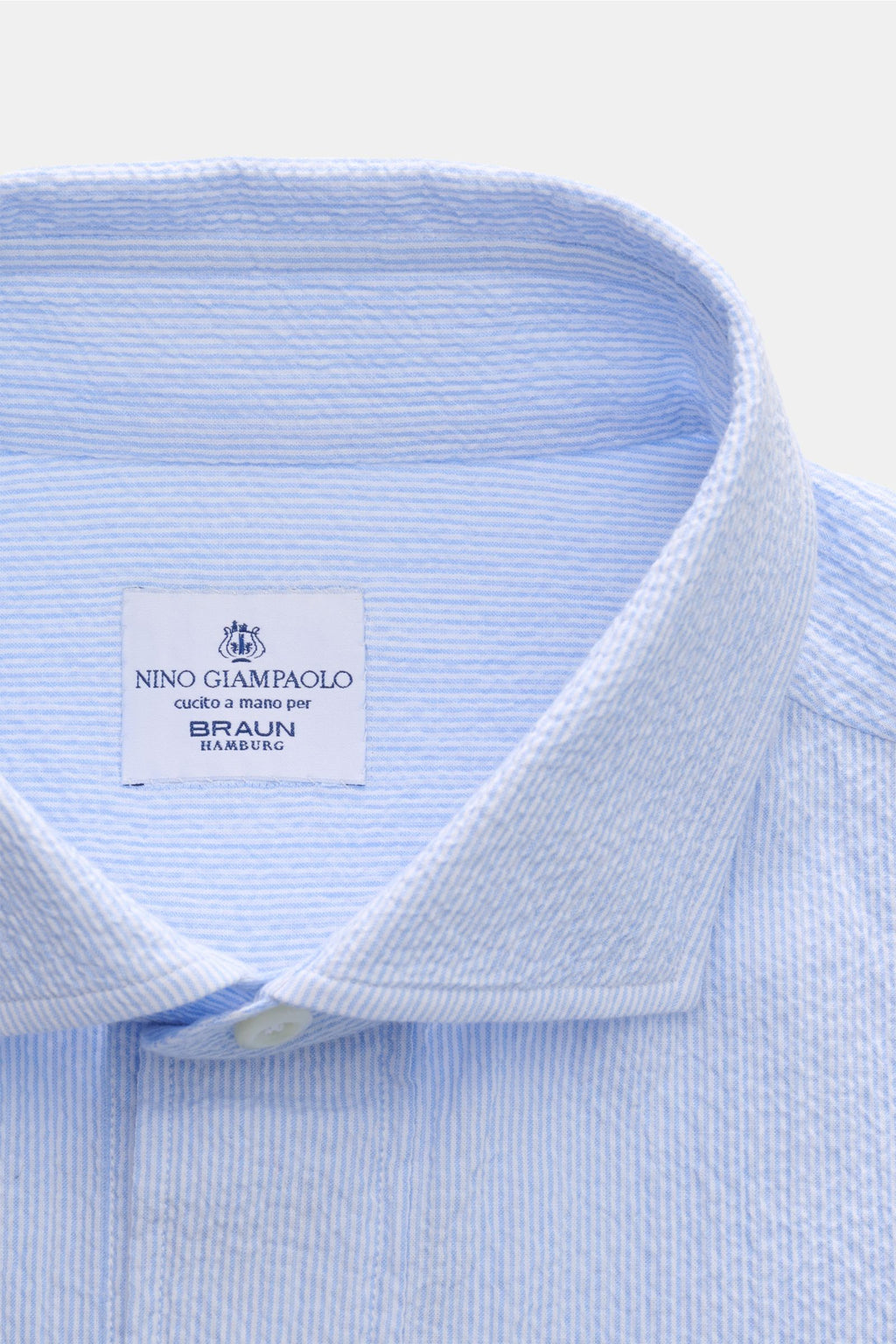 Giampaolo Seersucker popover shirt shark collar - striped