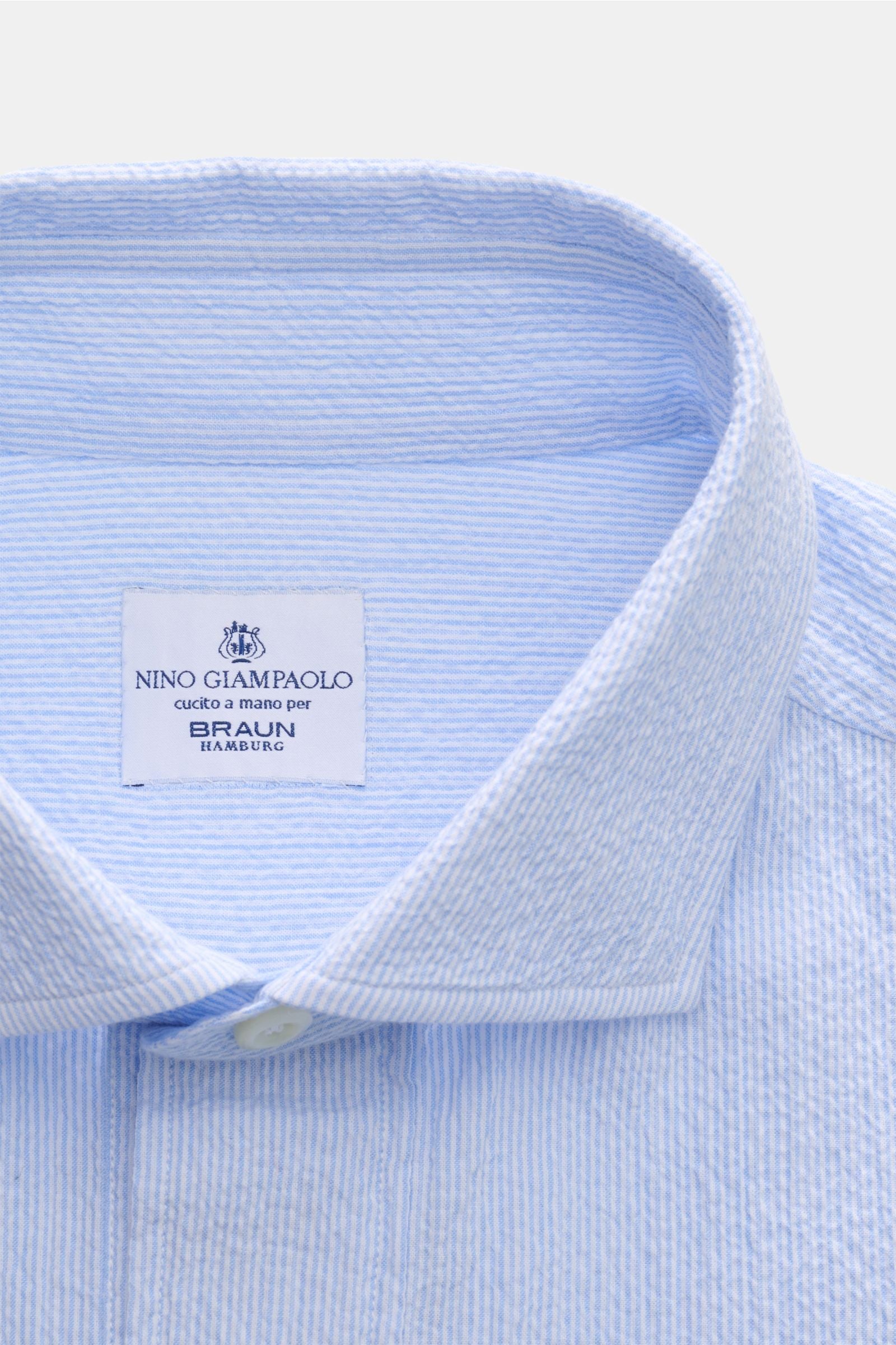 Giampaolo Seersucker popover shirt shark collar - striped