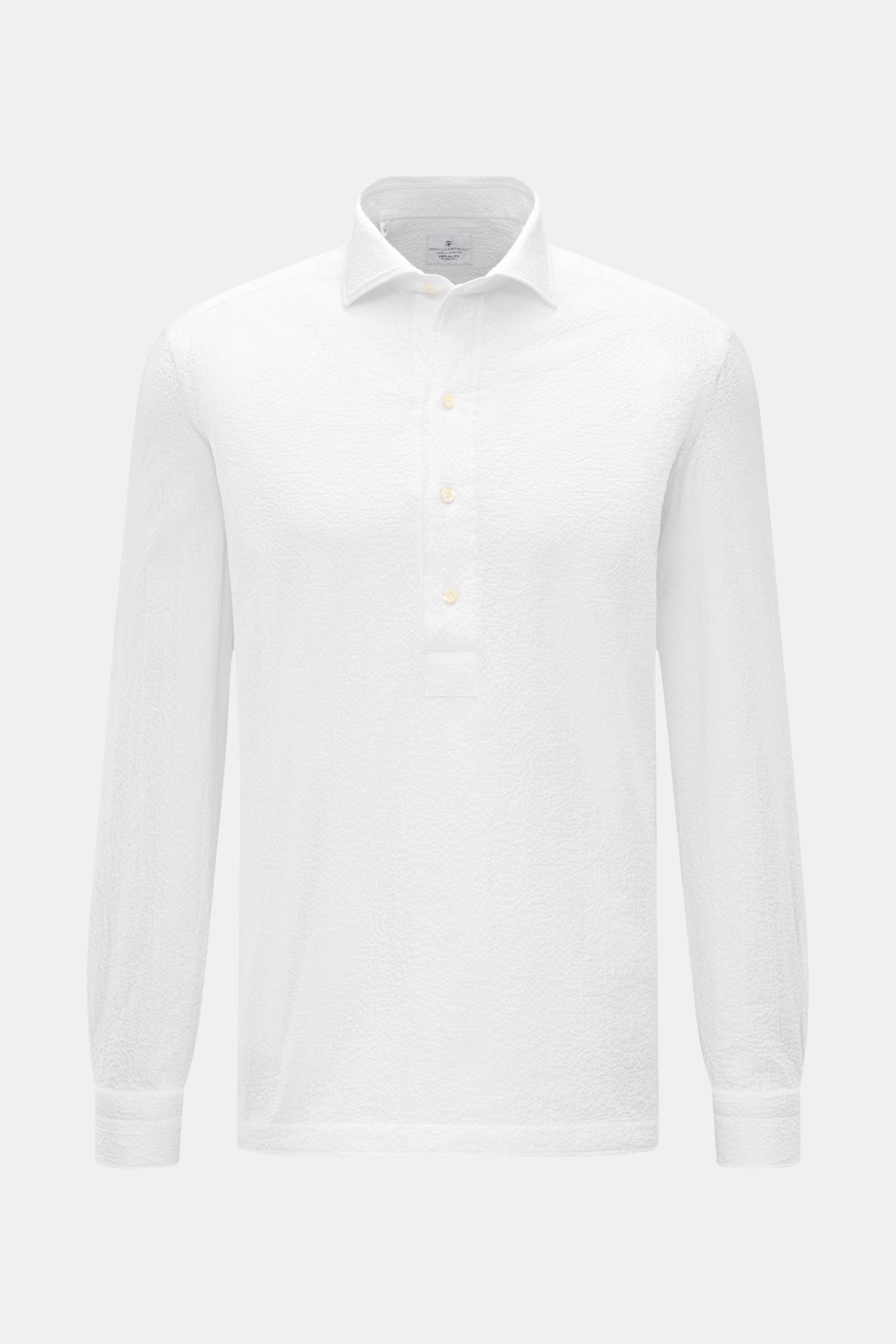 Giampaolo Seersucker popover shirt shark collar - White