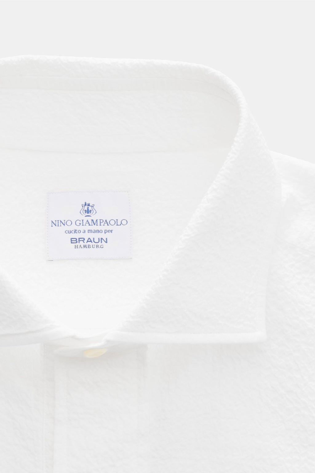Giampaolo Seersucker popover shirt shark collar - White
