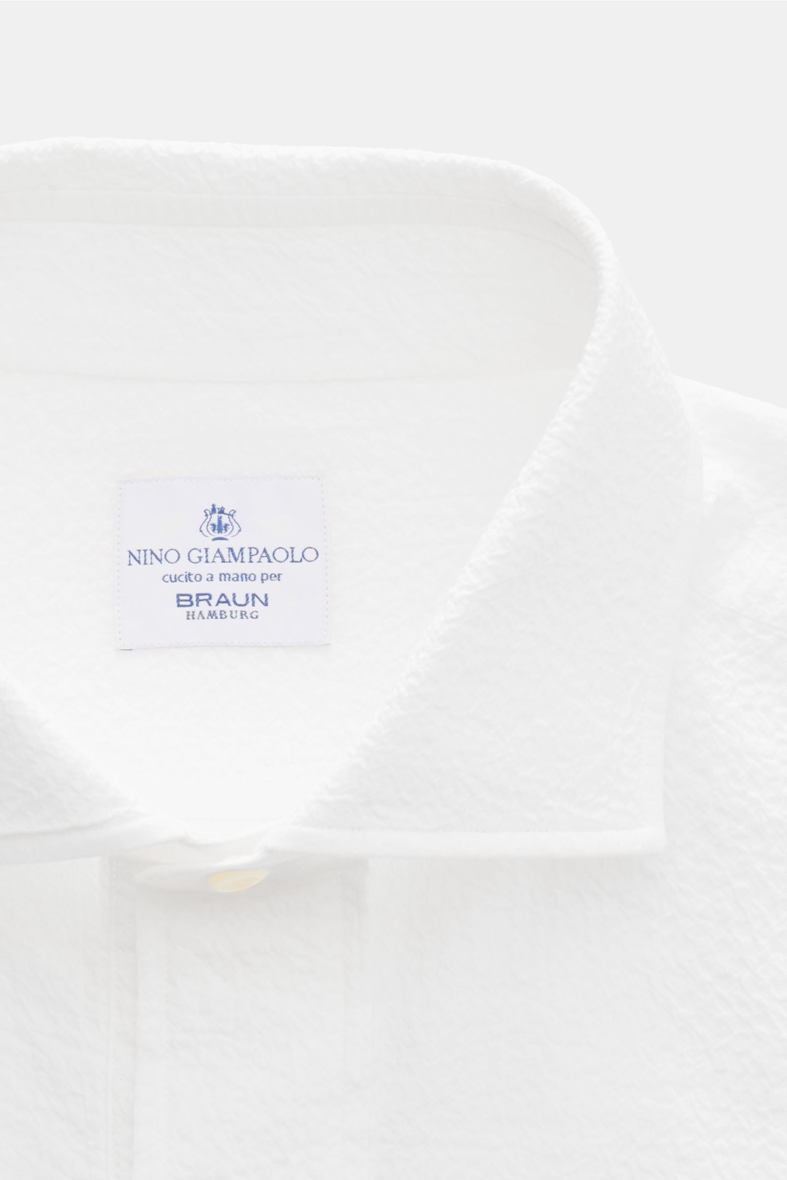 Giampaolo Seersucker popover shirt shark collar - White