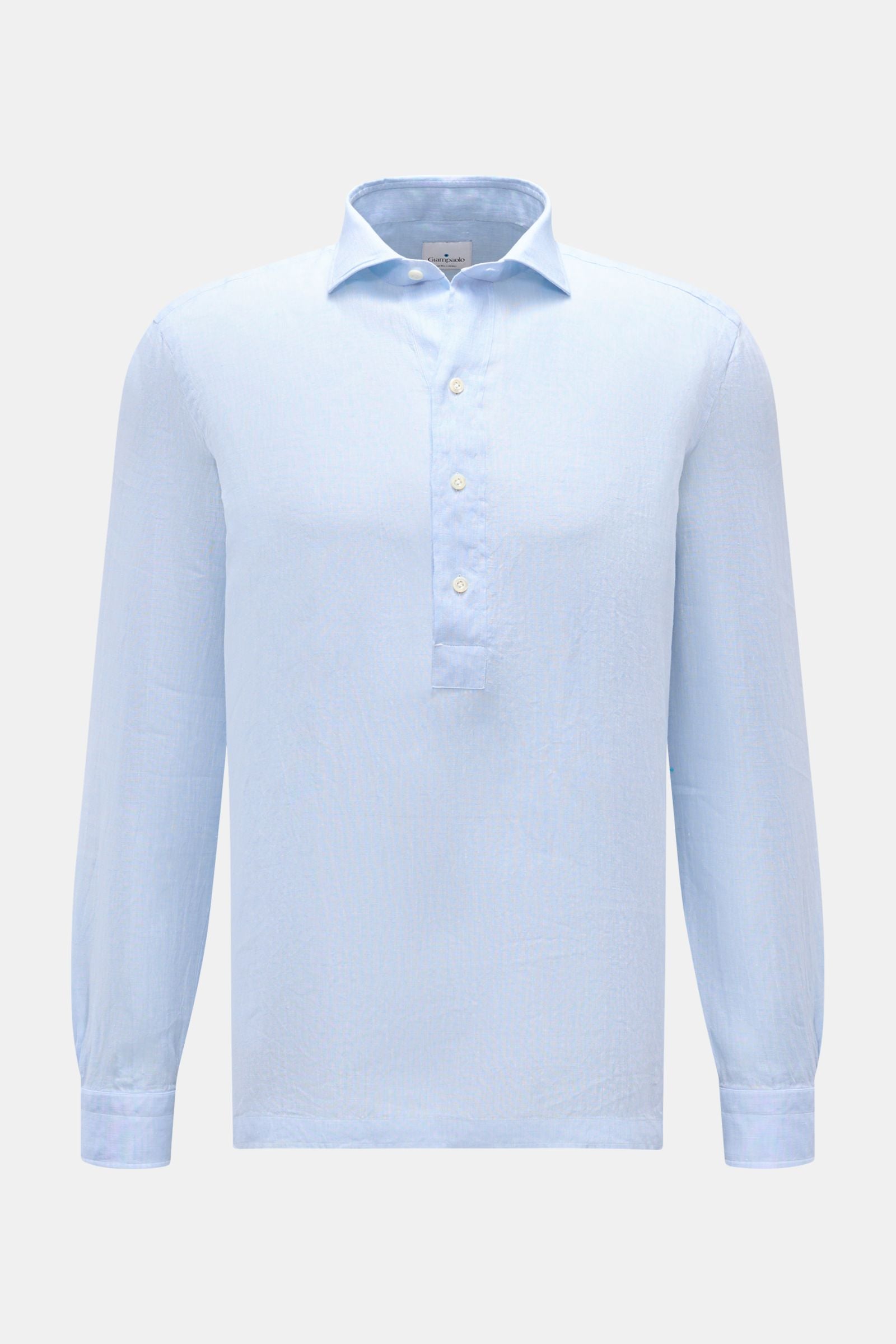 Giampaolo Linen popover shirt shark collar - Light blue