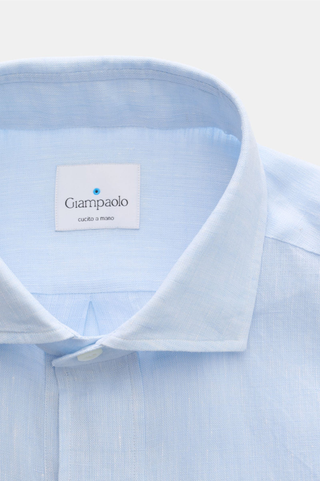 Giampaolo Linen popover shirt shark collar - Light blue