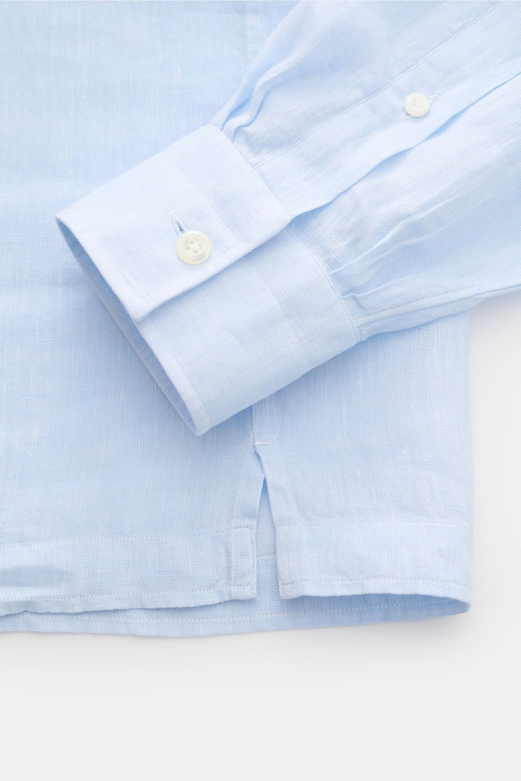 Giampaolo Linen popover shirt shark collar - Light blue