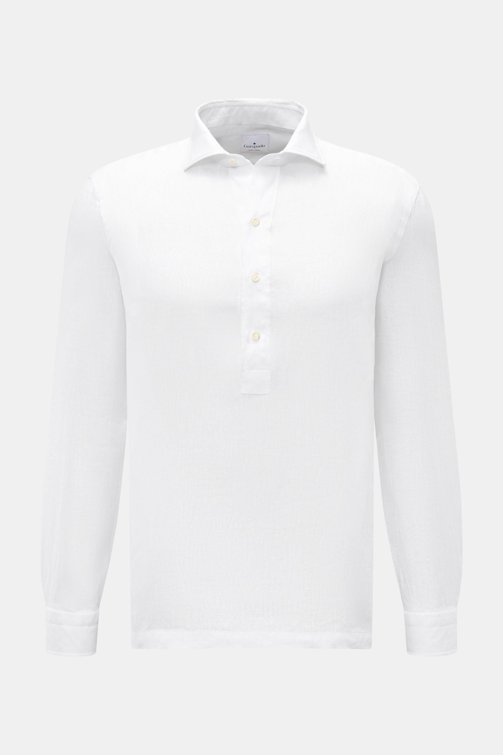Giampaolo Linen popover shirt shark collar - White