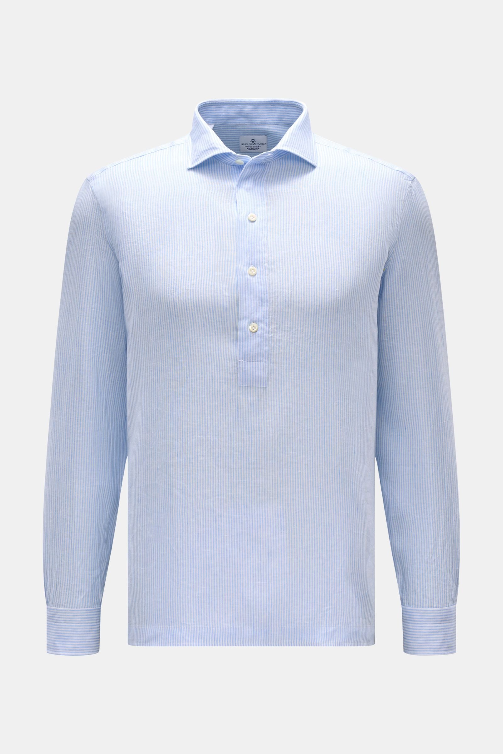 Giampaolo Popover linen shirt shark collar - Light blue