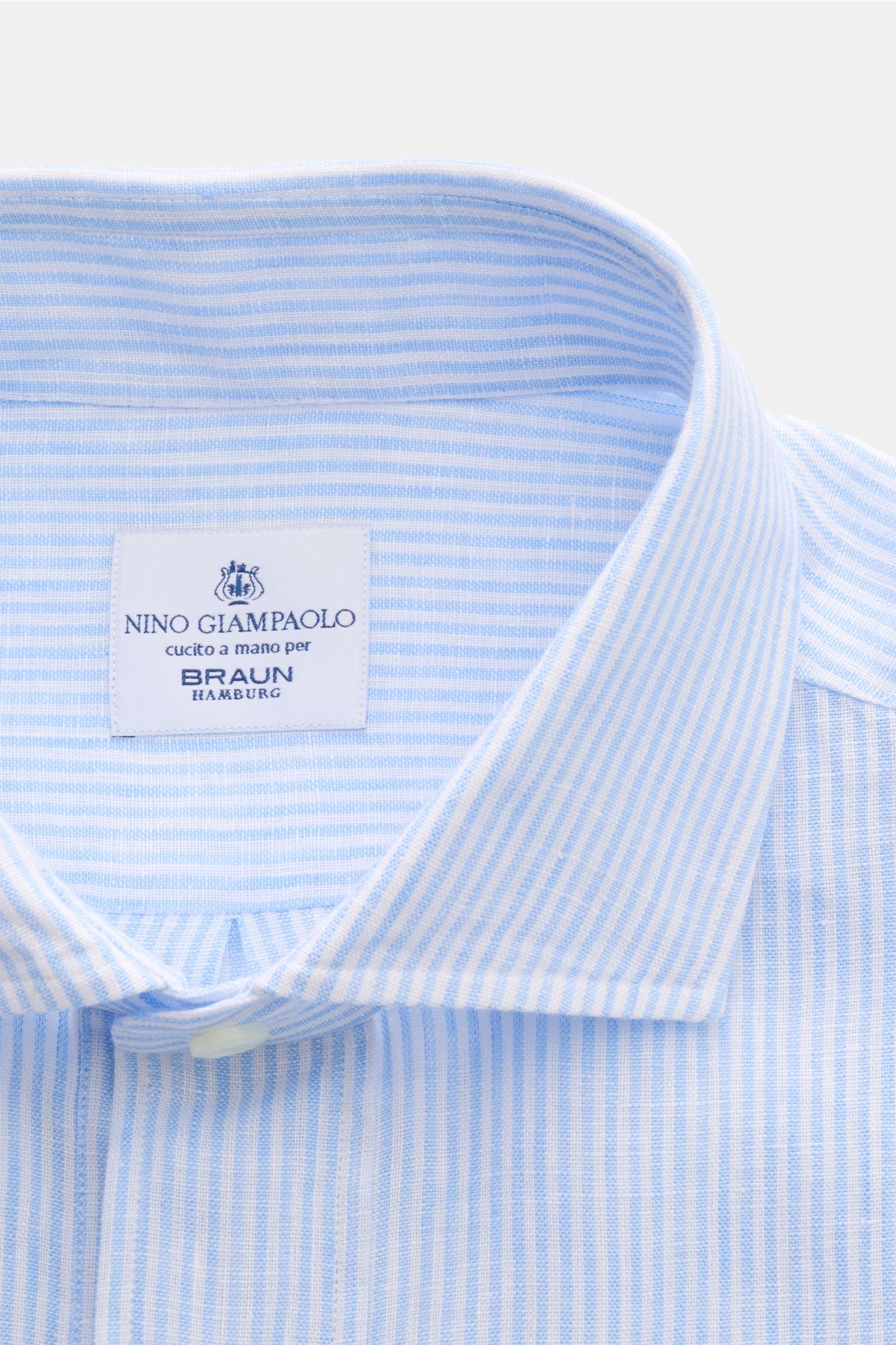 Giampaolo Popover linen shirt shark collar - Light blue