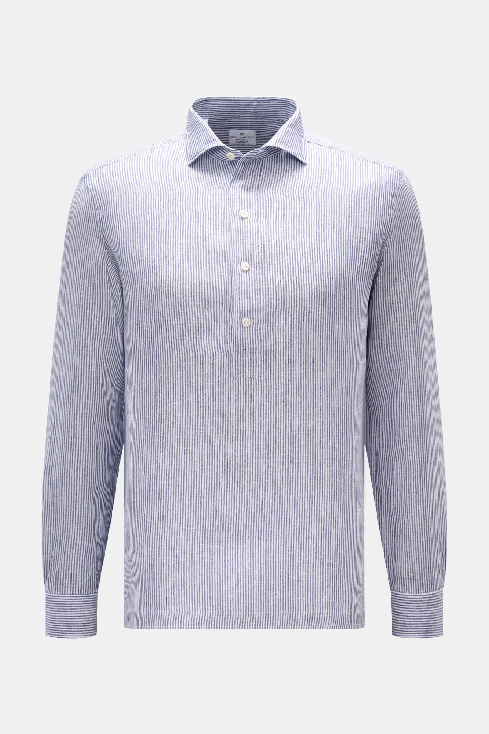 Giampaolo Popover linen shirt shark collar - Navy
