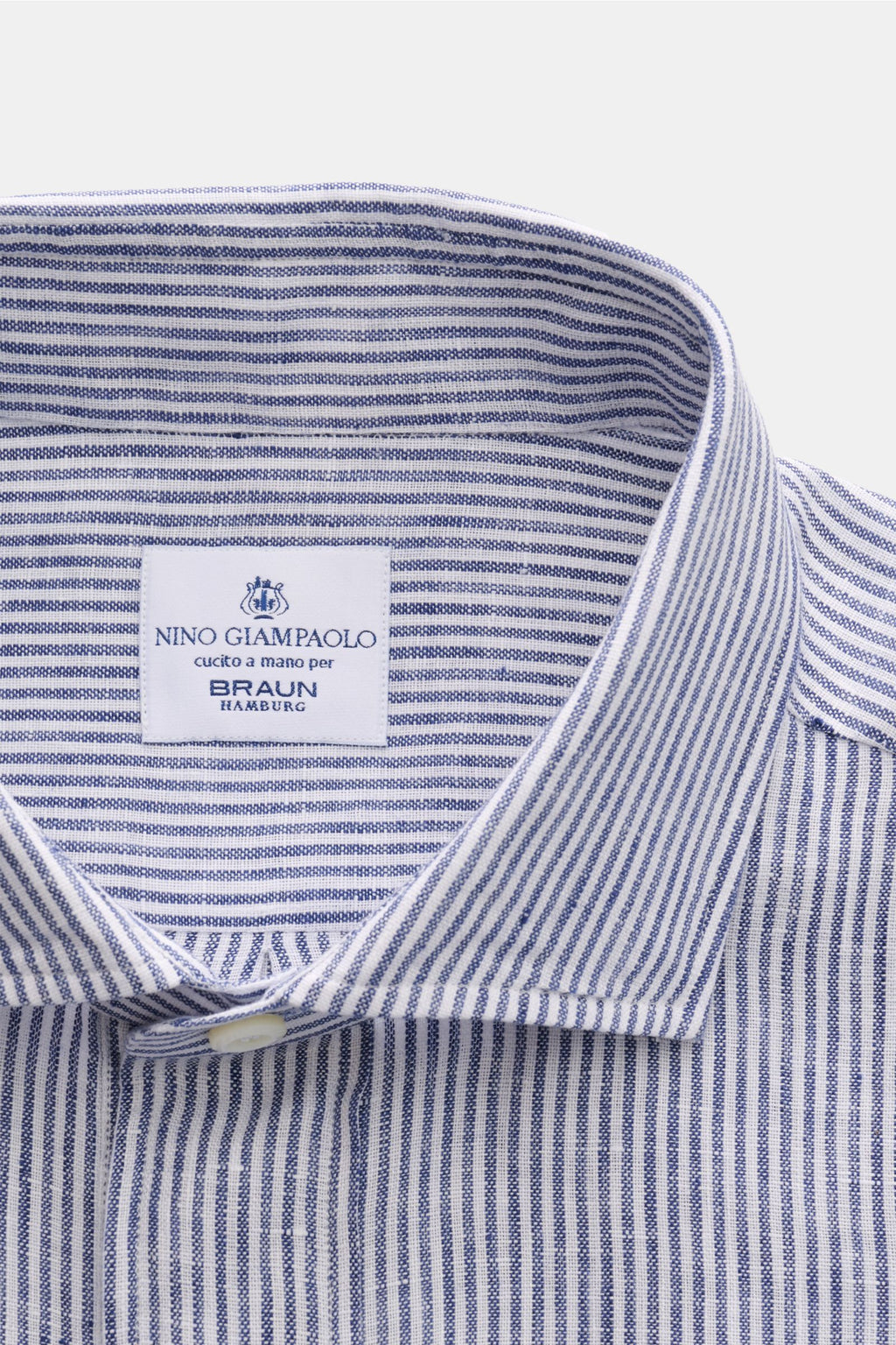 Giampaolo Popover linen shirt shark collar - Navy