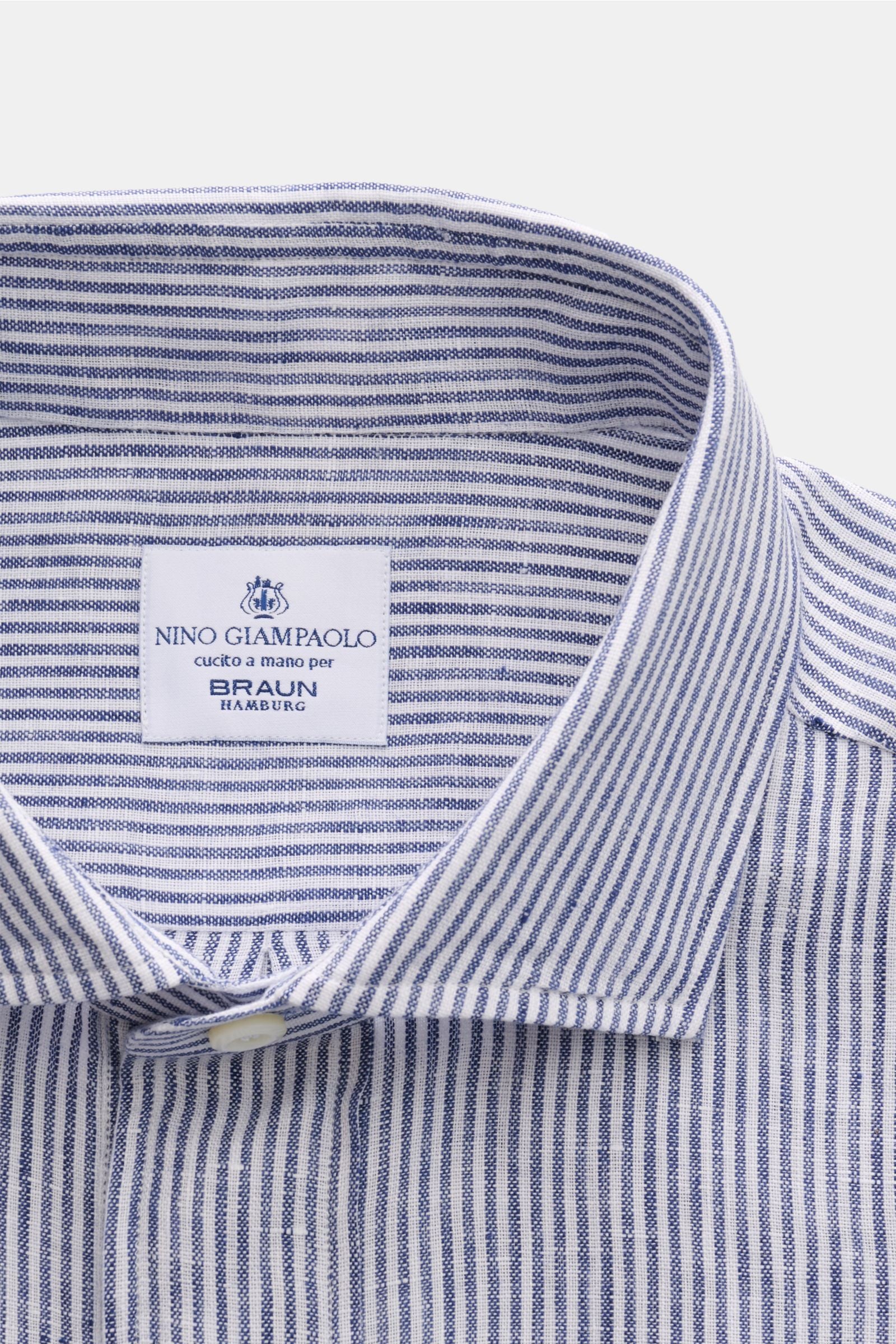 Giampaolo Popover linen shirt shark collar - Navy