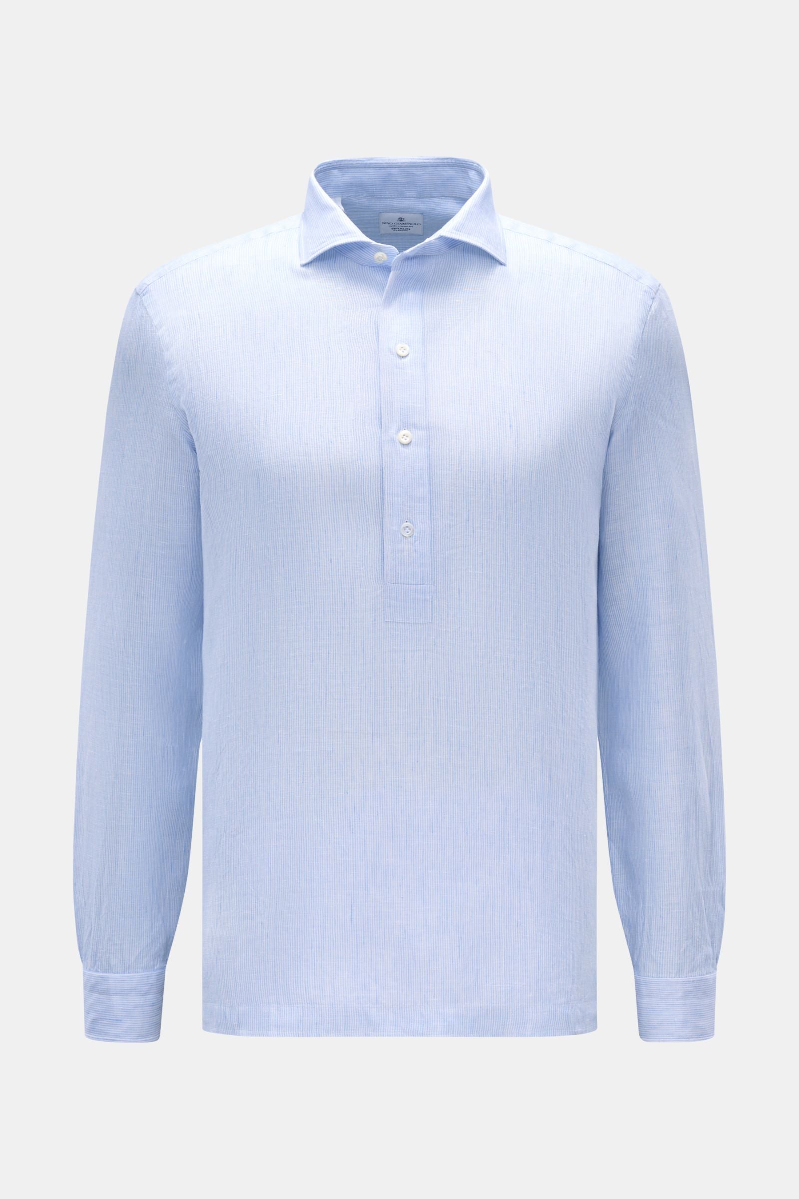 Giampaolo Popover linen shirt shark collar - striped