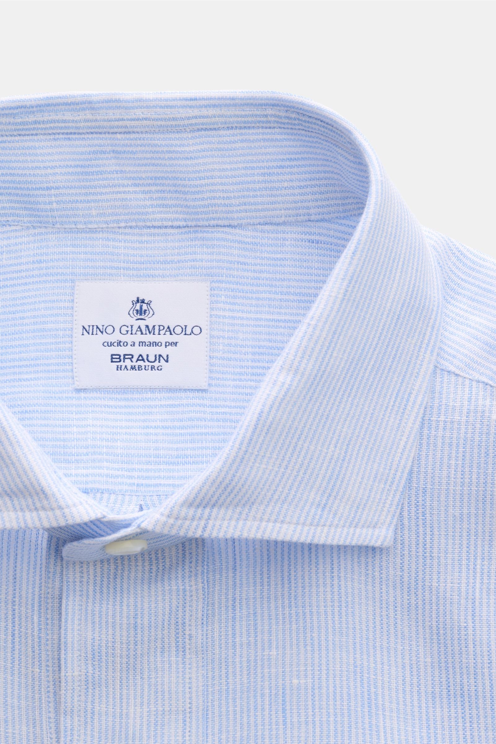 Giampaolo Popover linen shirt shark collar - striped