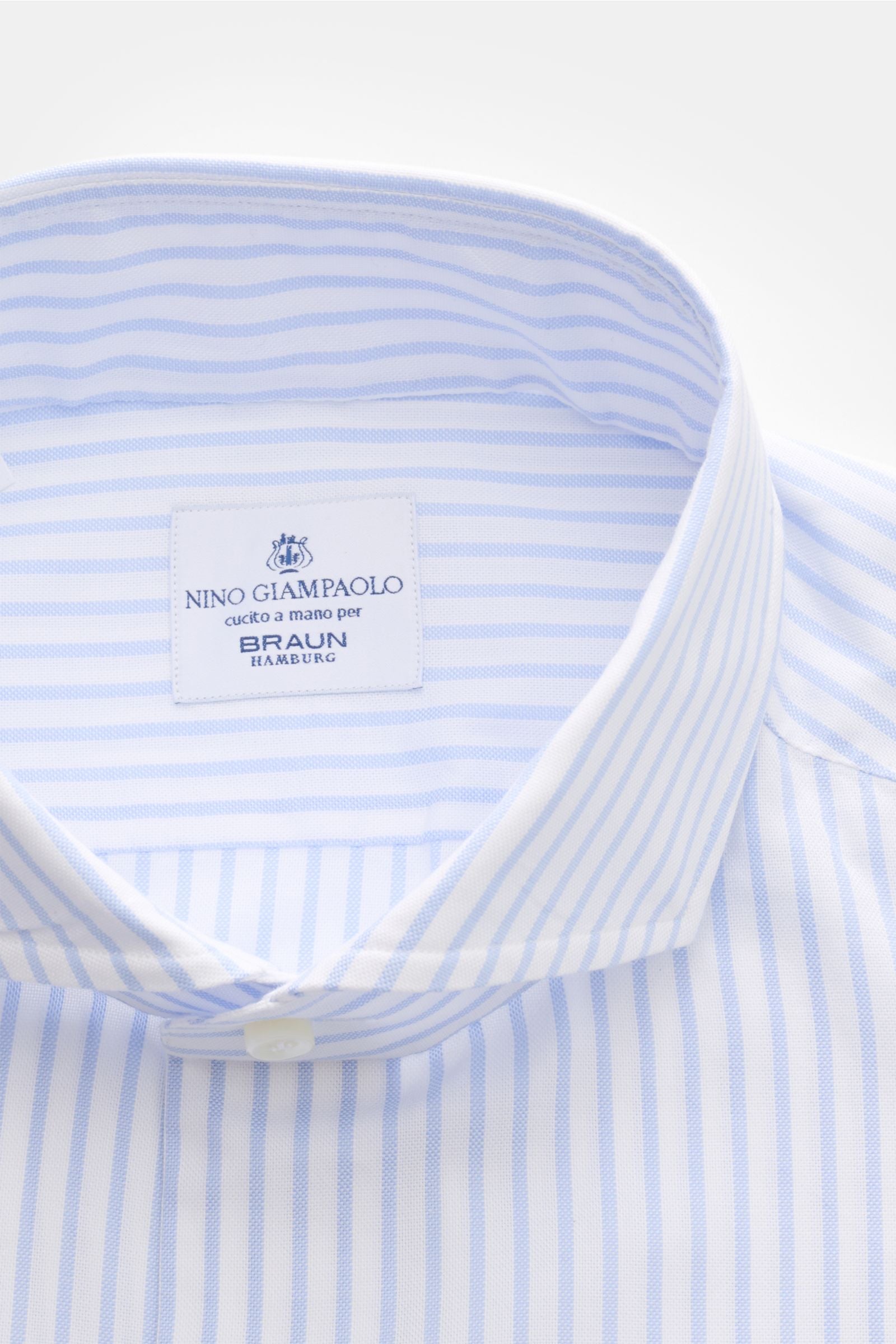 Giampaolo Oxford shirt shark collar white/ - blue striped