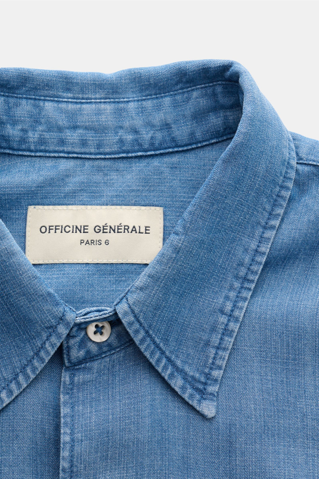 Officine Générale Casual shirt 'Guido' Kent collar - blue mottled