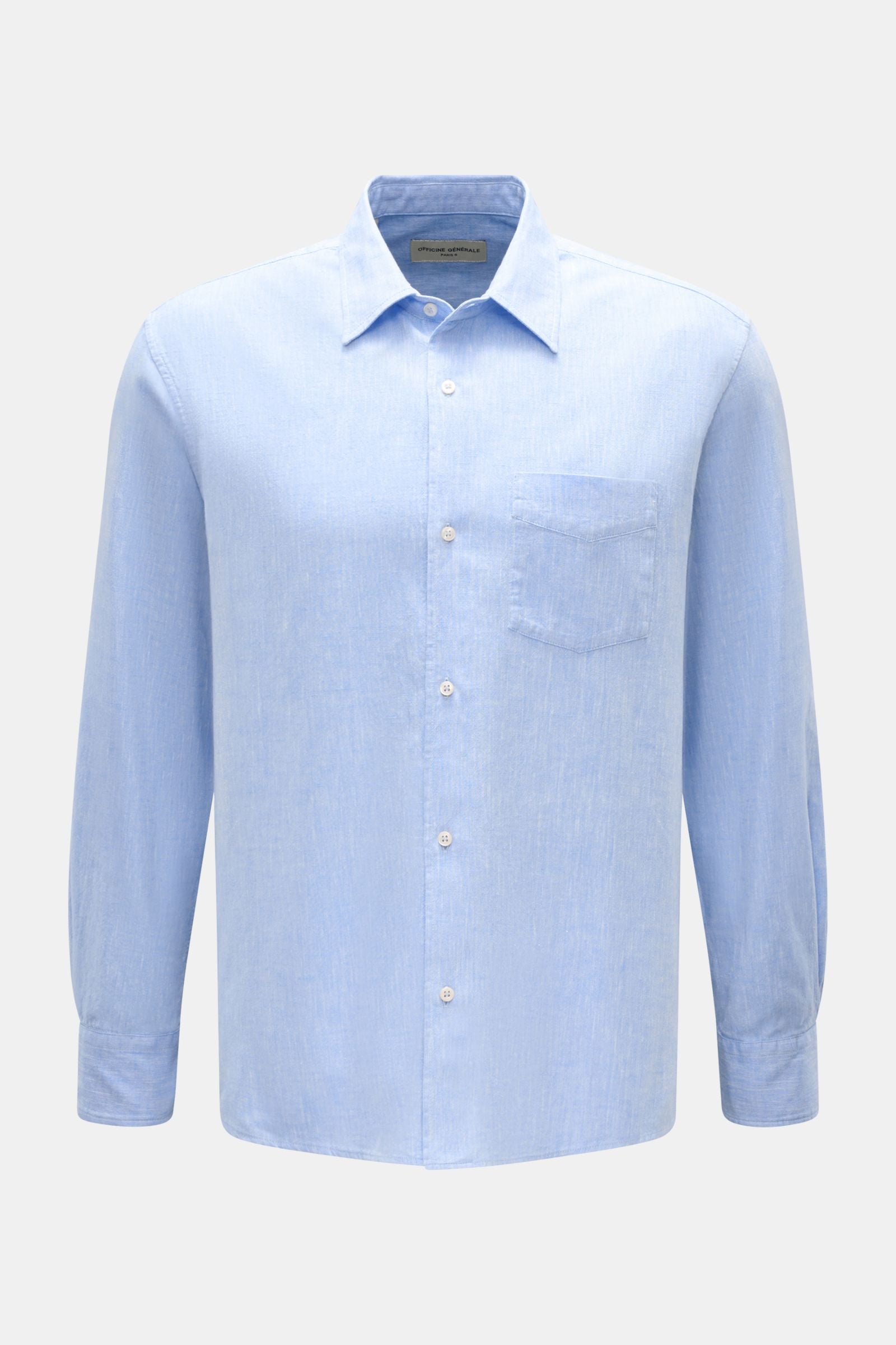 Officine Générale Casual shirt 'Guido' Kent collar - light blue mottled