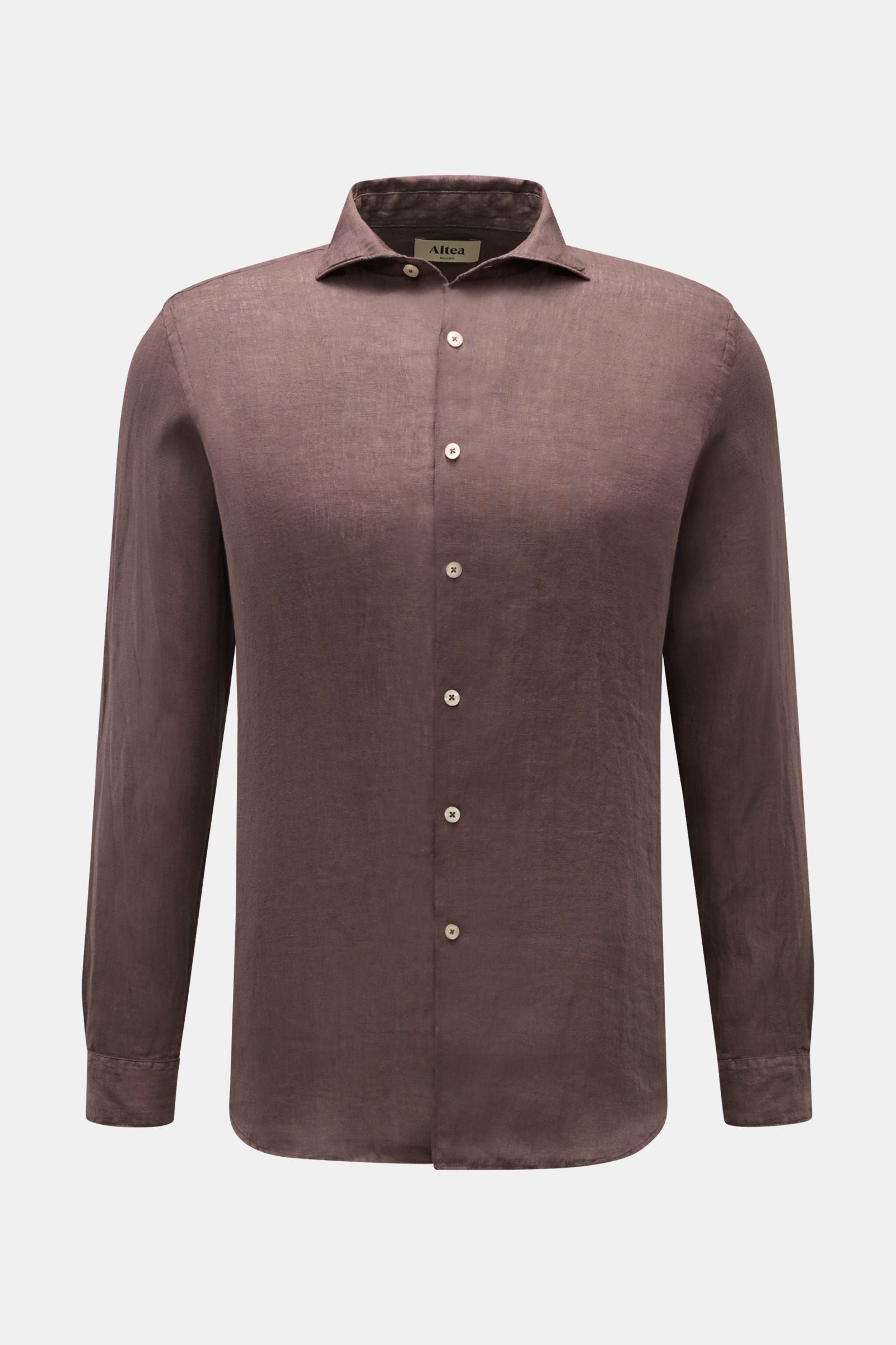 Altea Linen shirt 'Mercer' shark collar - Grey brown