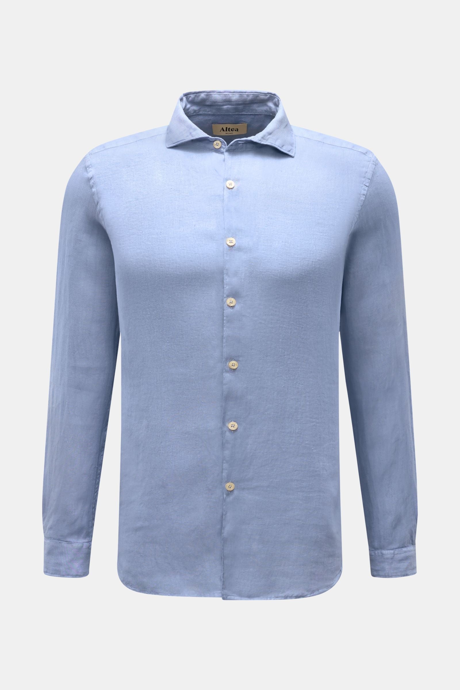 Altea Linen shirt 'Mercer' shark collar - Smoky blue