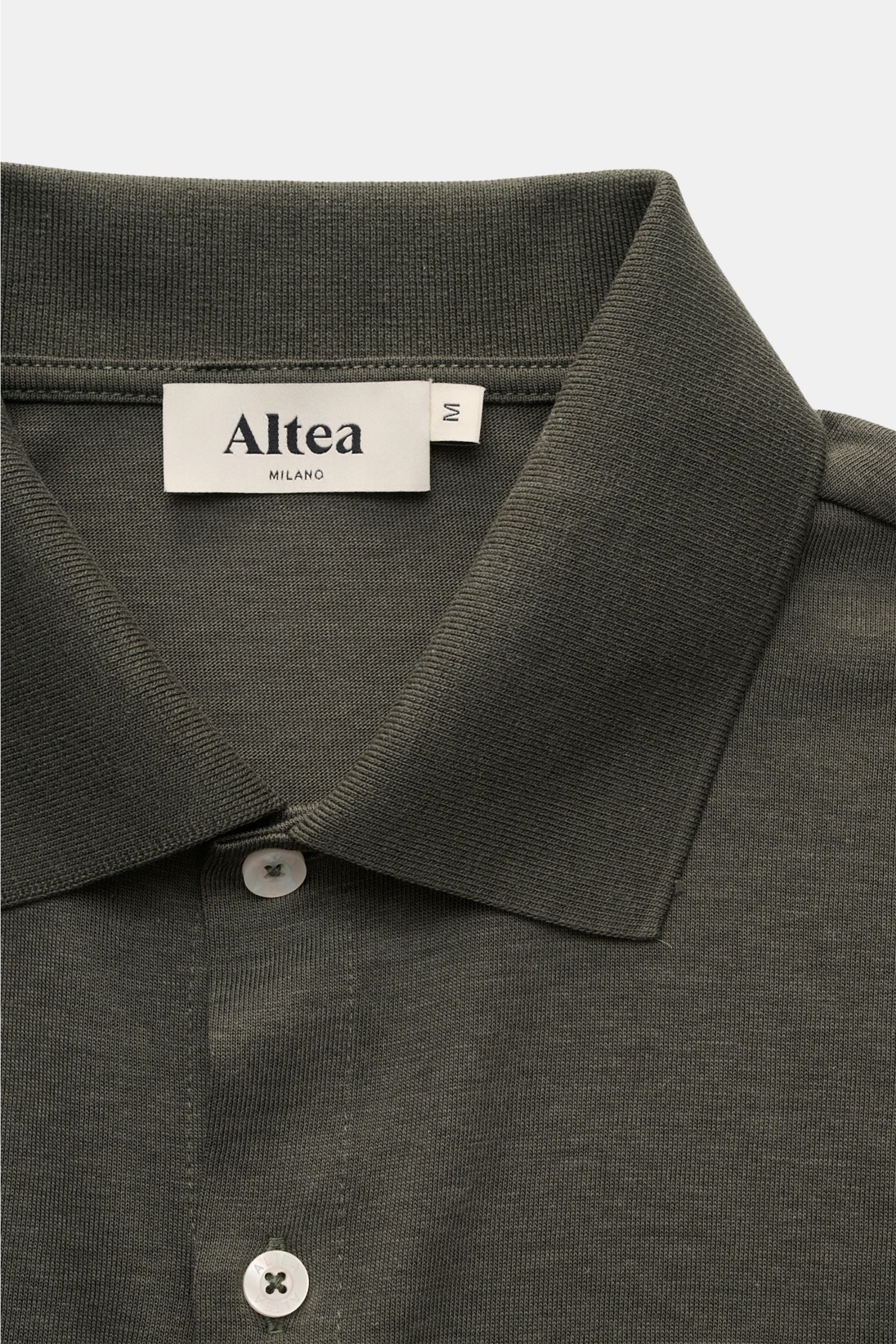 Altea Jersey shirt 'Julius' polo shirt collar - Dark olive