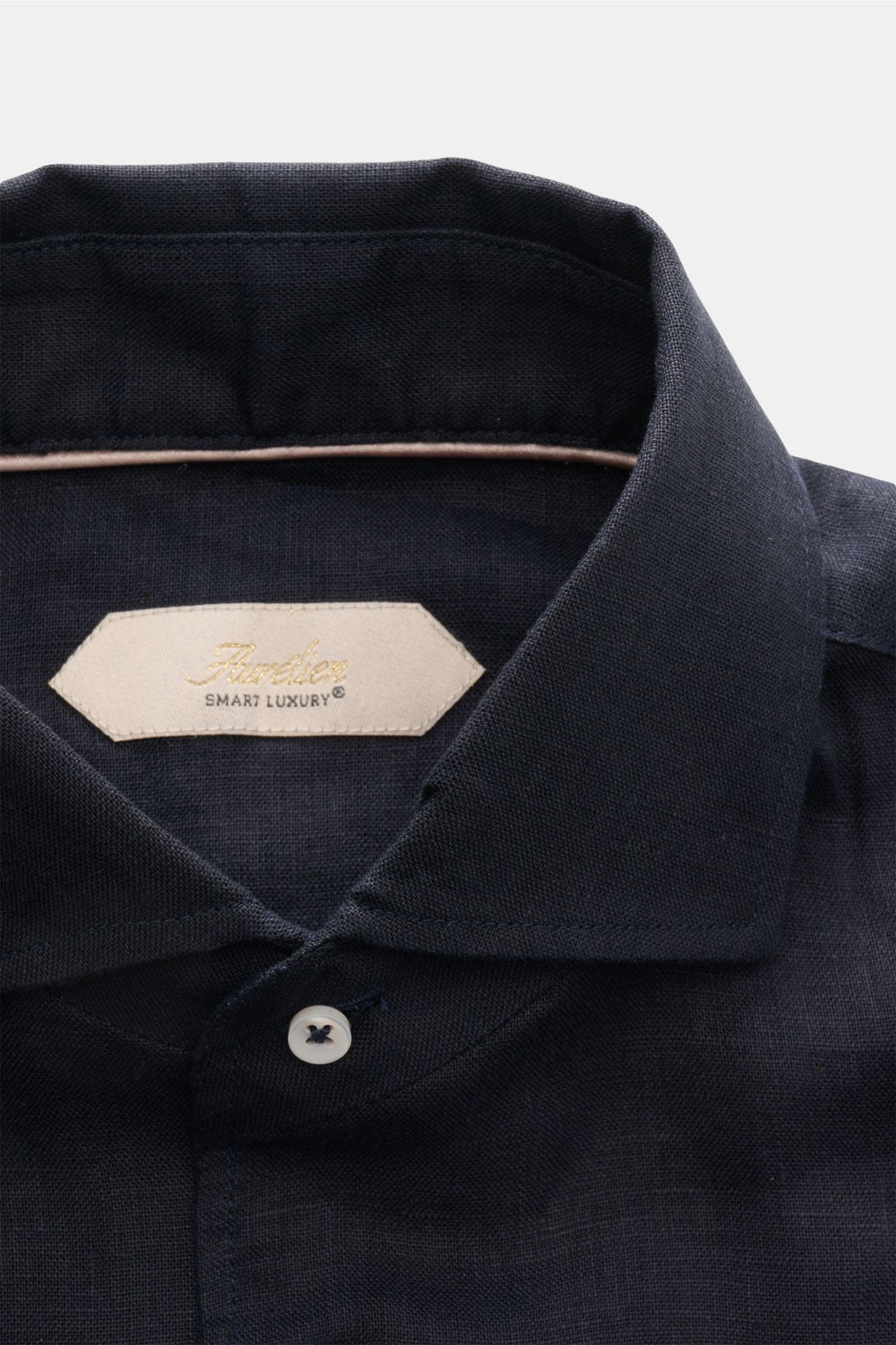 Aurélien Linen shirt shark collar - Dark navy