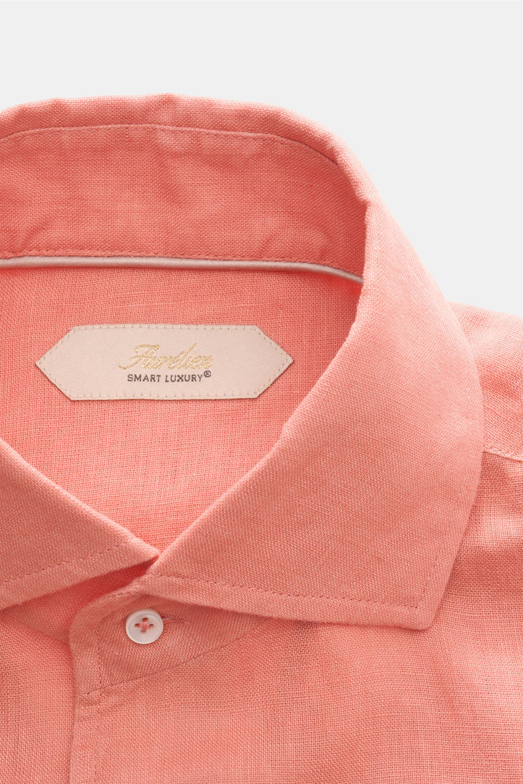 Aurélien Linen shirt shark collar - Coral