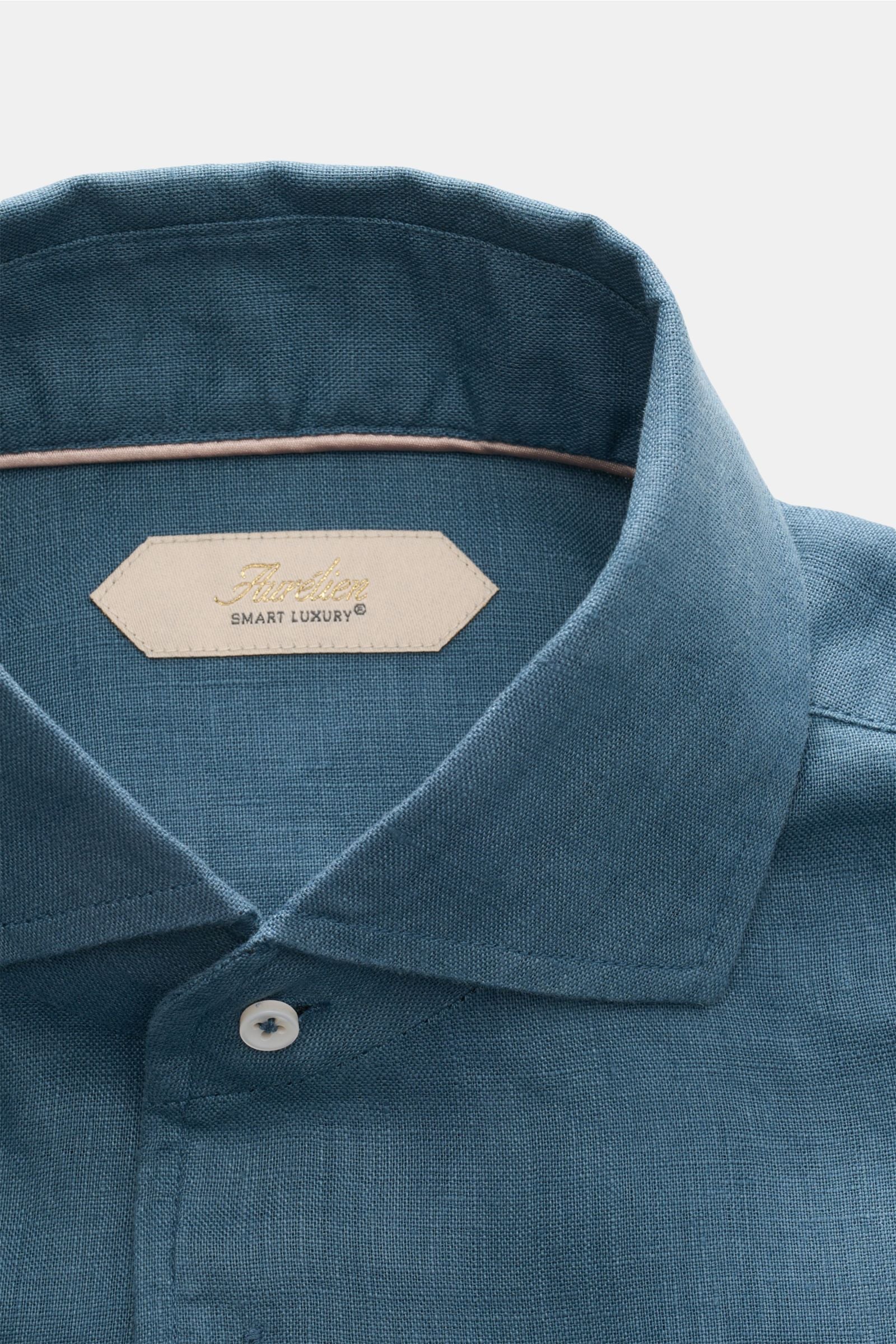 Aurélien Linen shirt shark collar - Grey blue