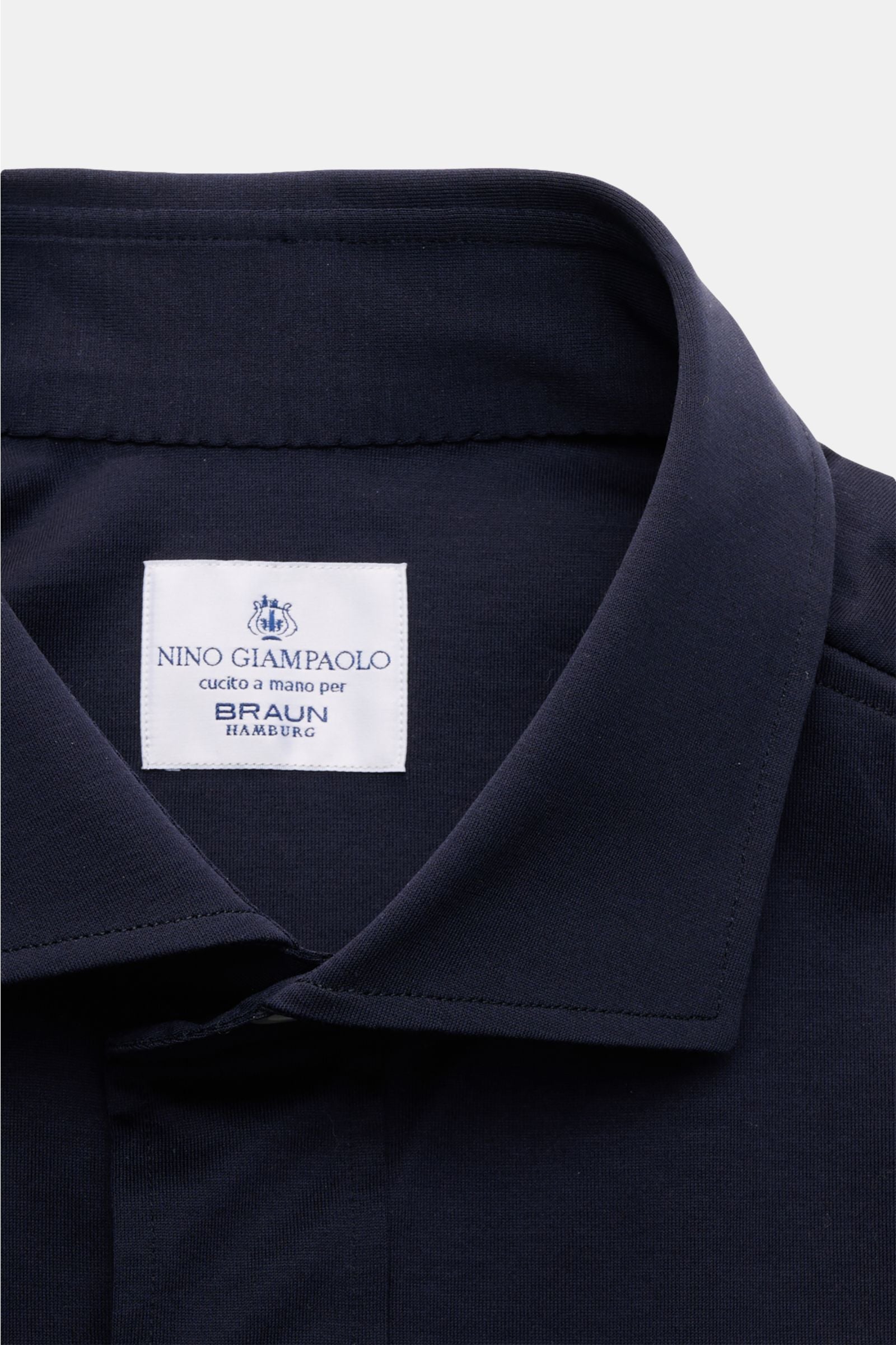 Giampaolo Jersey popover shirt shark collar - Navy