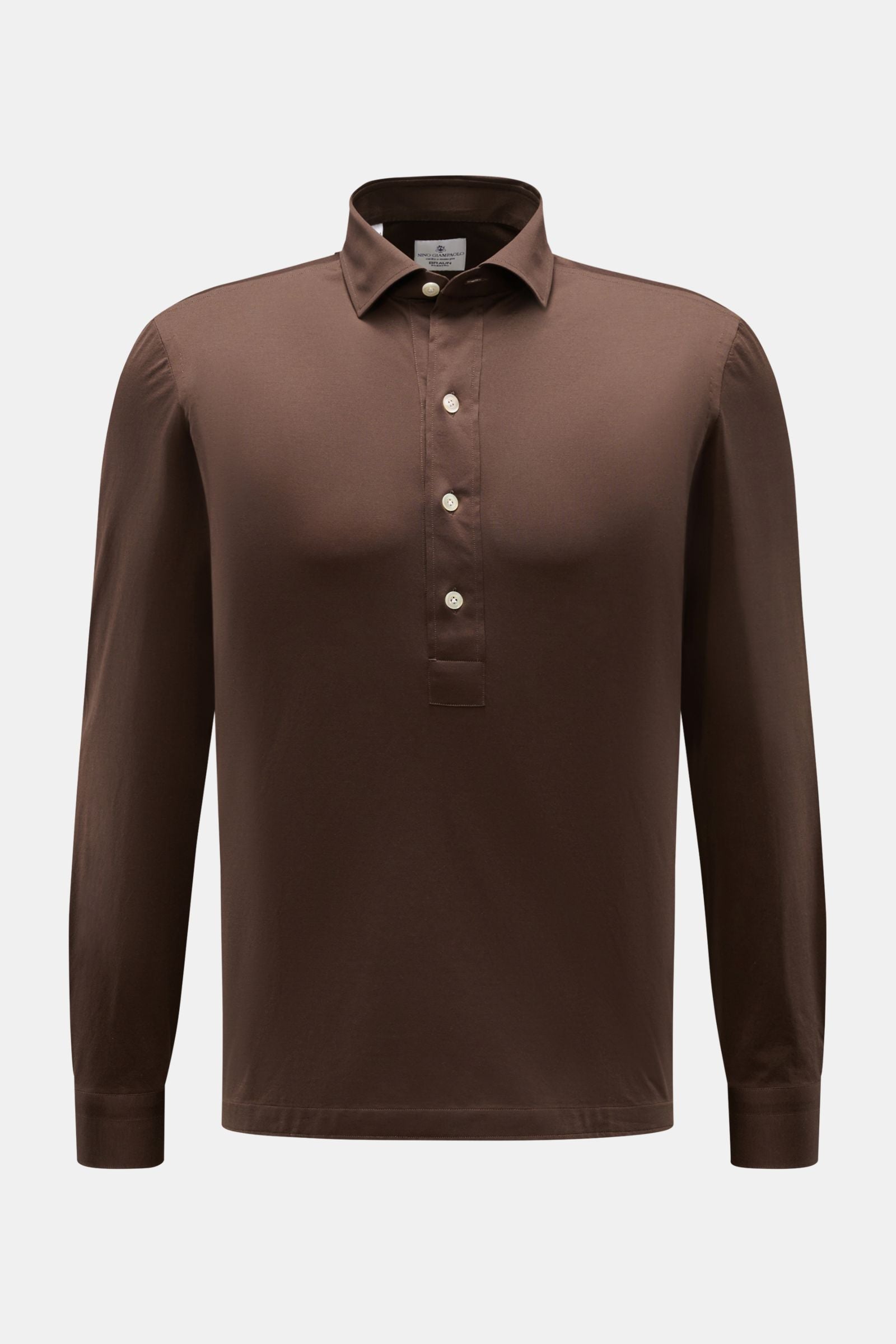 Giampaolo Jersey popover shirt shark collar - Brown