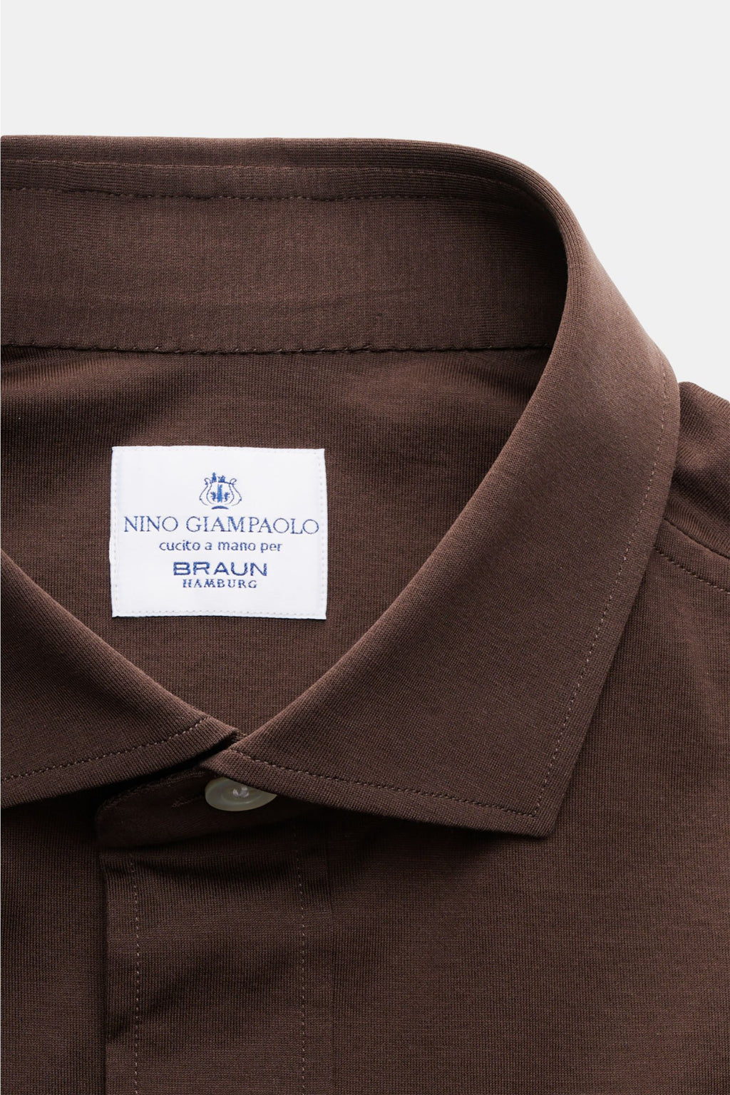 Giampaolo Jersey popover shirt shark collar - Brown