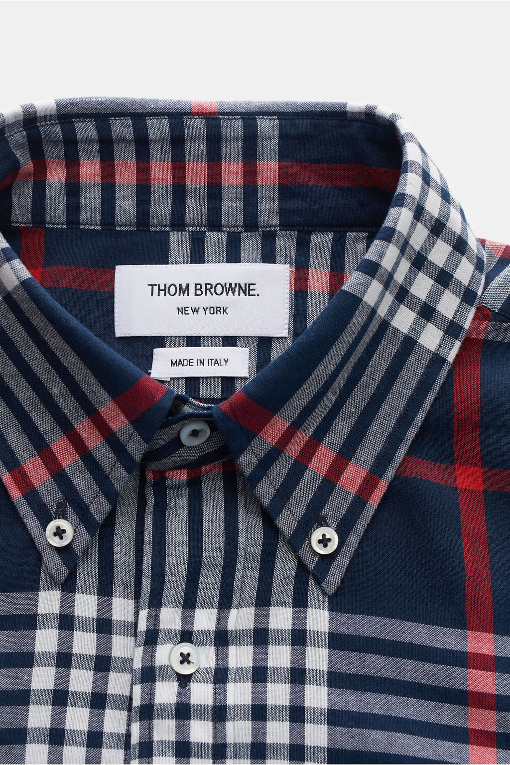 Thom Browne Short sleeve shirt button-down collar - checked
