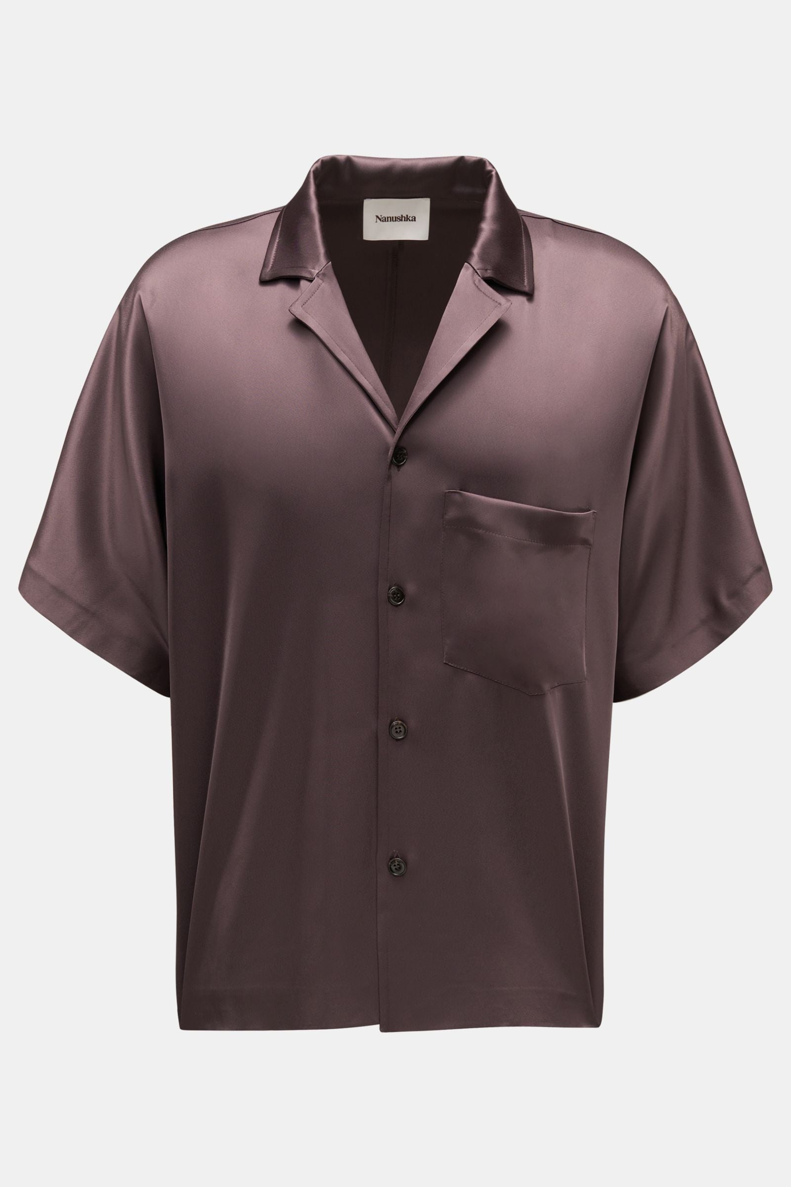 Nanushka Short sleeve shirt 'Yuki' Cuban collar - dark brown