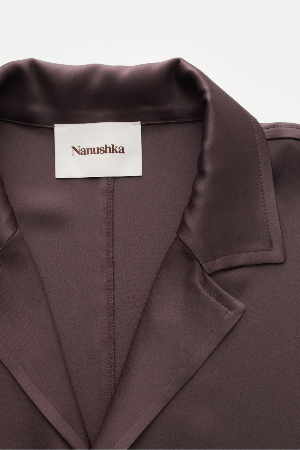 Nanushka Short sleeve shirt 'Yuki' Cuban collar - dark brown