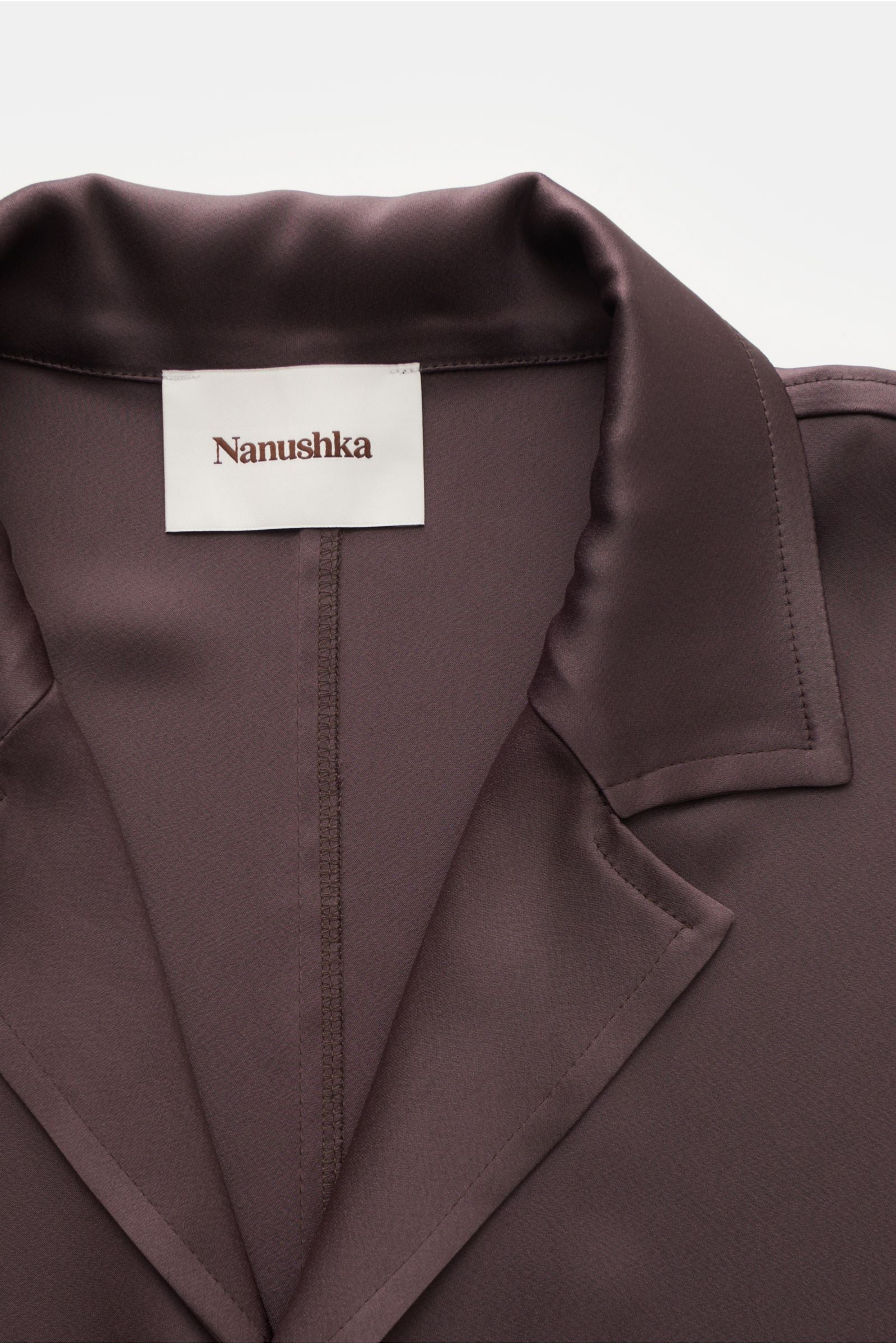 Nanushka Short sleeve shirt 'Yuki' Cuban collar - dark brown