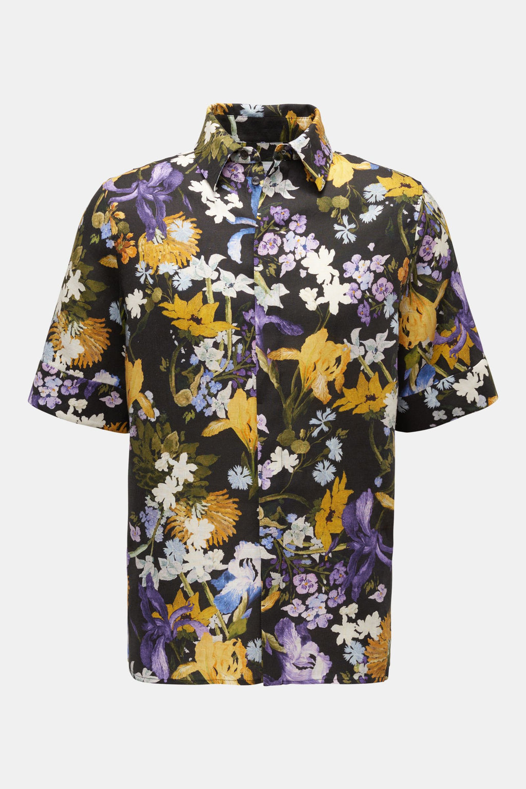 Erdem Linen short sleeve shirt 'Felipe' Kent collar - patterned