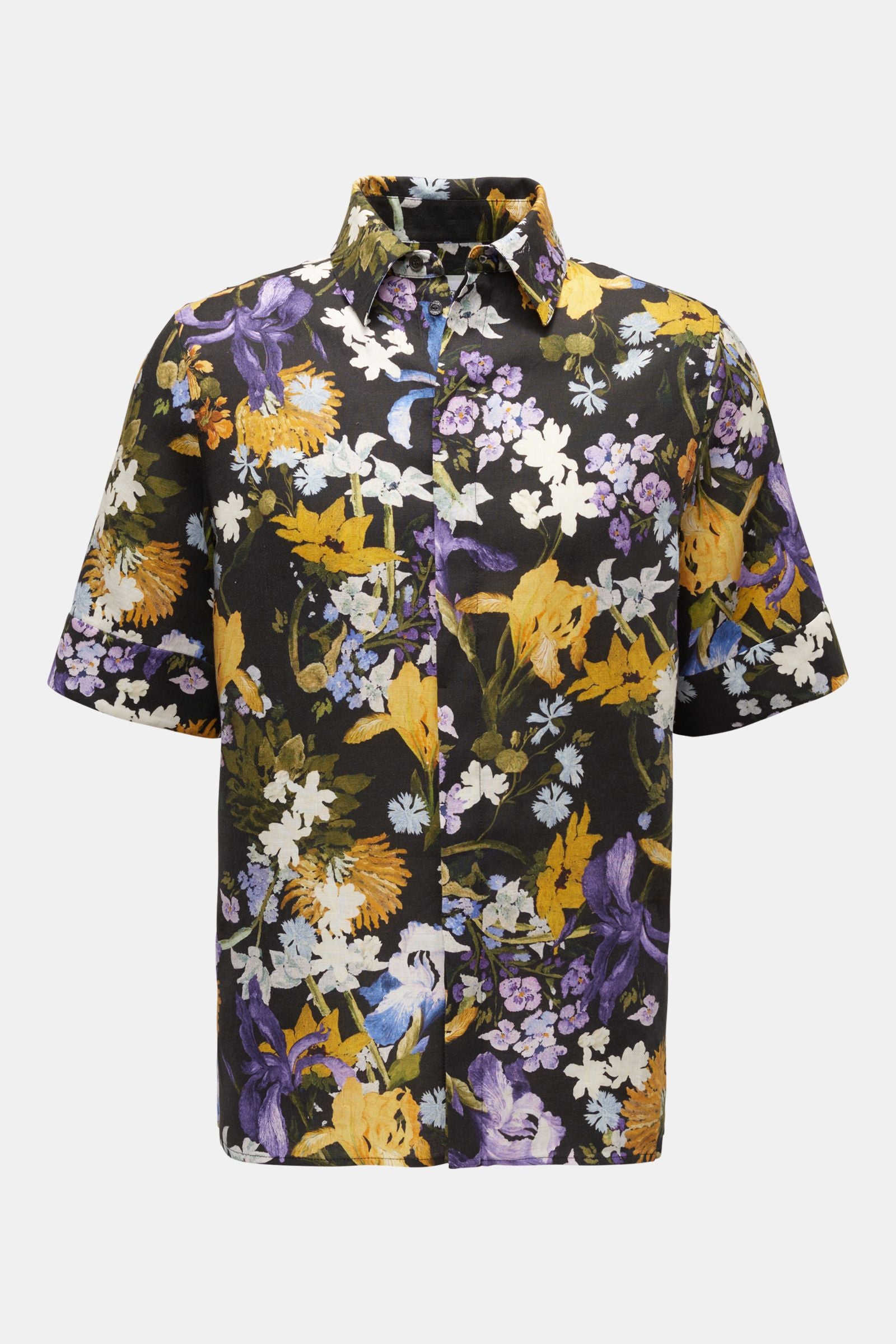 Erdem Linen short sleeve shirt 'Felipe' Kent collar - patterned