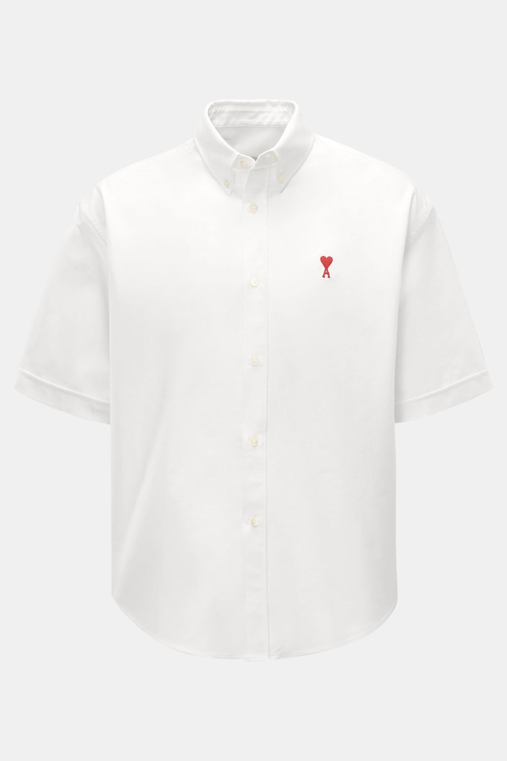 Ami Paris Short sleeve shirt button-down collar 'Loden' - white