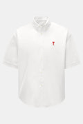 Ami Paris Short sleeve shirt button-down collar 'Loden' - white