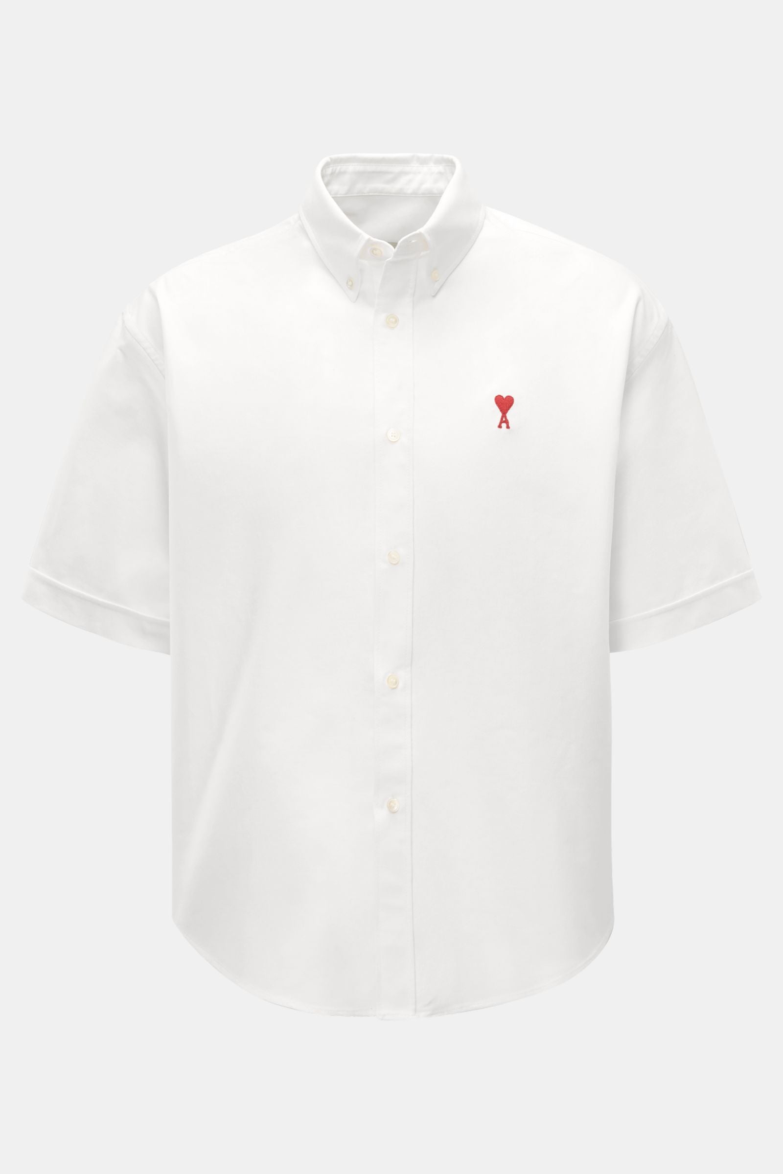 Ami Paris Short sleeve shirt button-down collar 'Loden' - white
