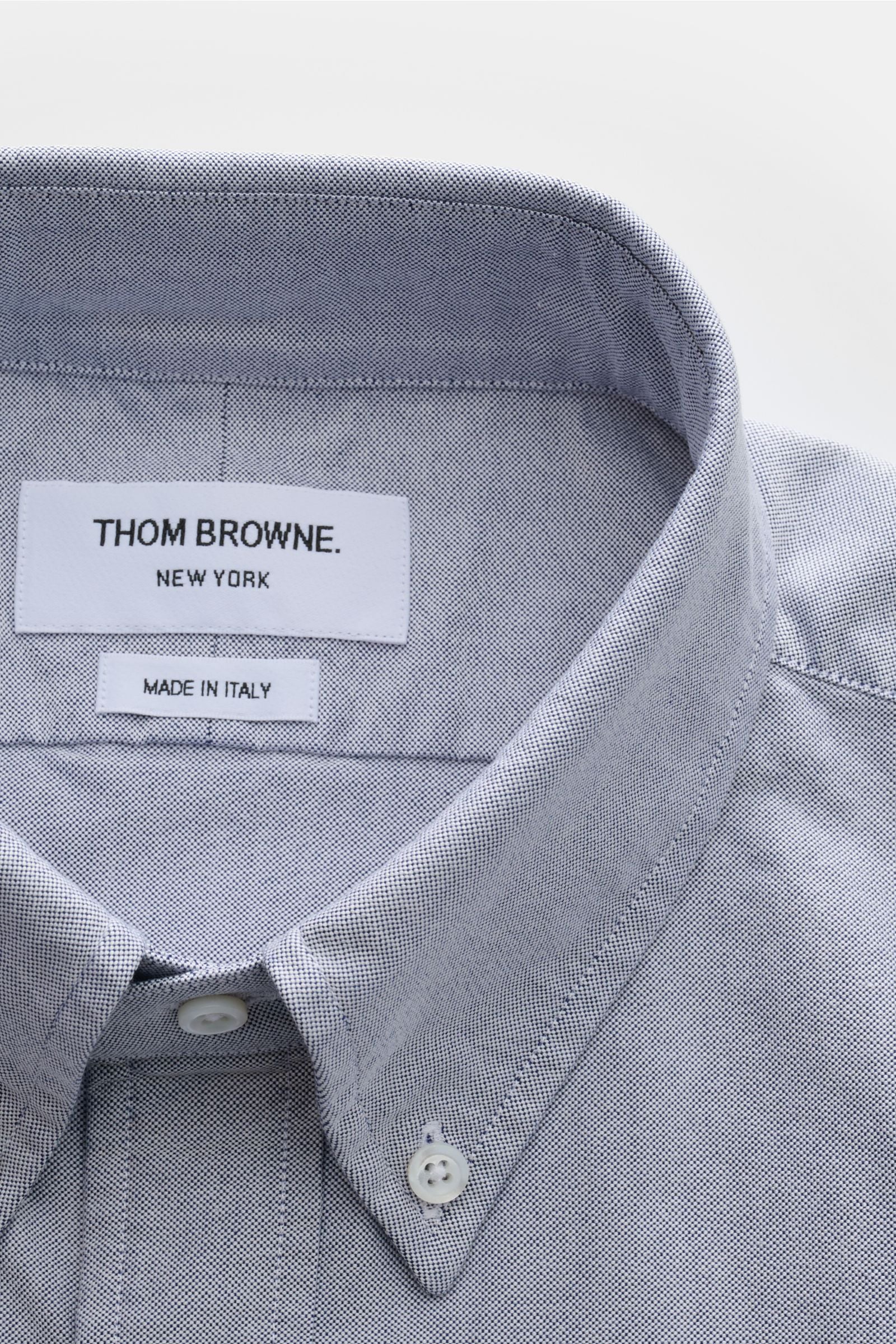 Thom Browne Short sleeve shirt button-down collar smoky - smoky blue
