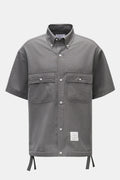 Thom Browne Seersucker short sleeve shirt button-down collar - dark grey