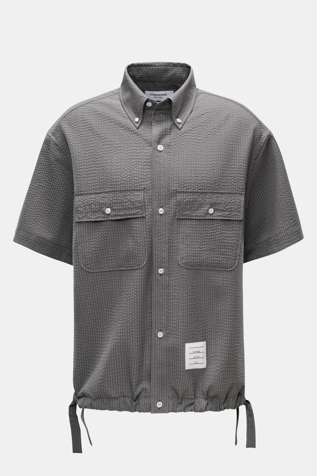 Thom Browne Seersucker short sleeve shirt button-down collar - dark grey
