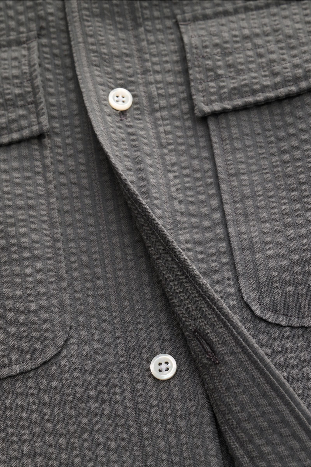 Thom Browne Seersucker short sleeve shirt button-down collar - dark grey
