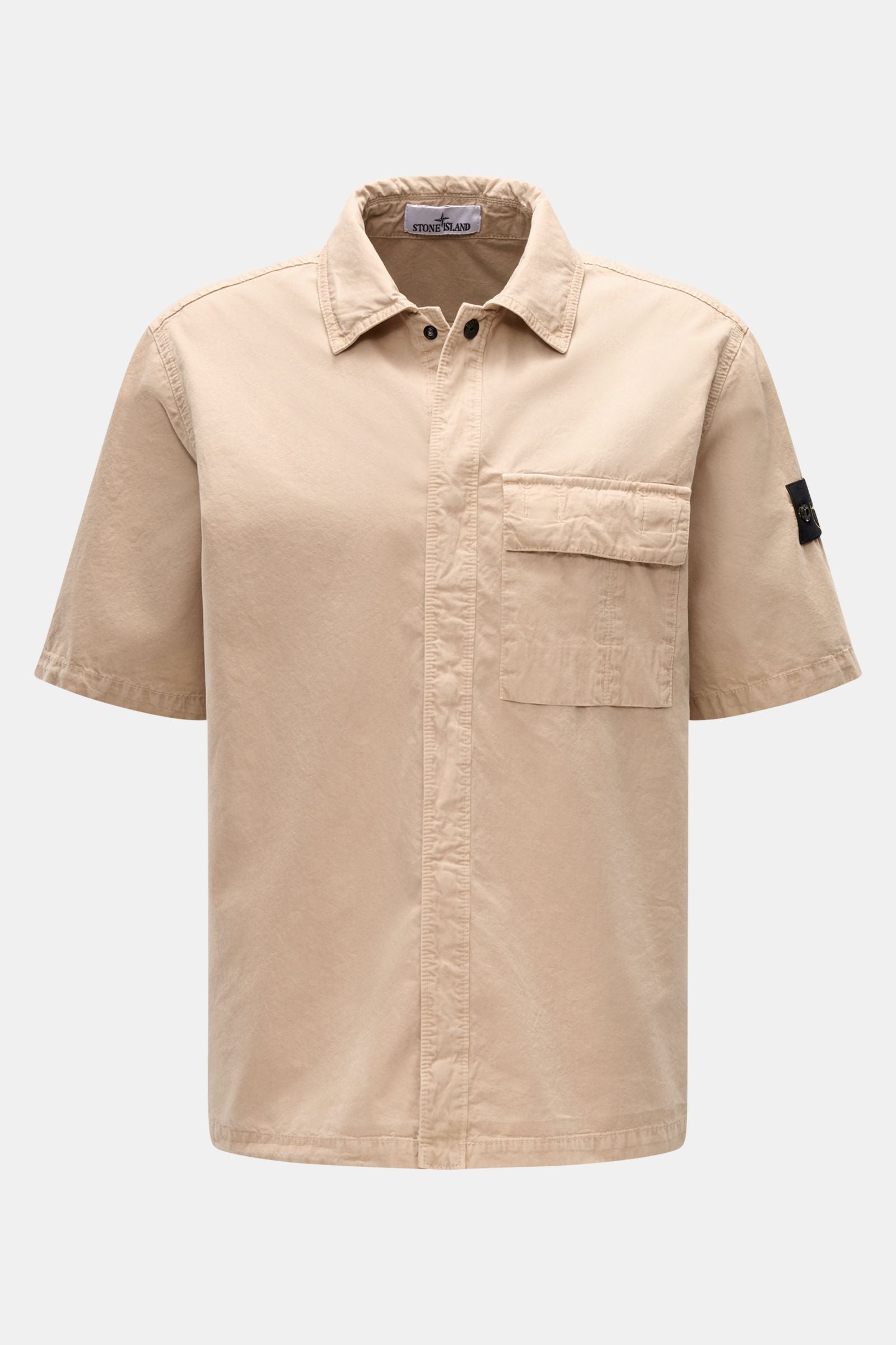 Stone Island Short sleeve shirt 'Brushed Canvas' Kent collar - Beige