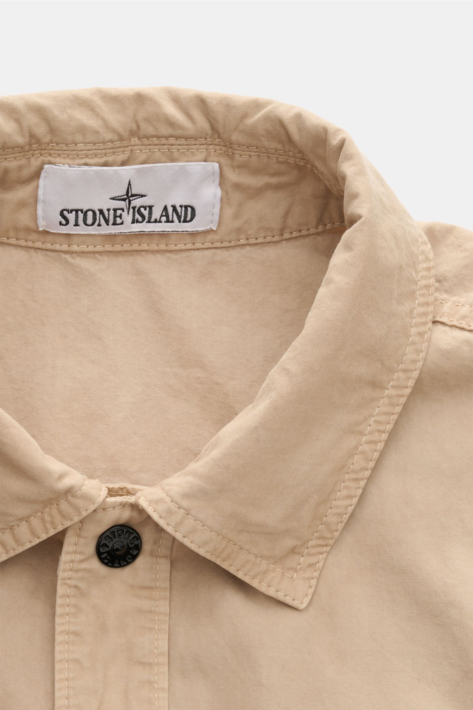 Stone Island Short sleeve shirt 'Brushed Canvas' Kent collar - Beige