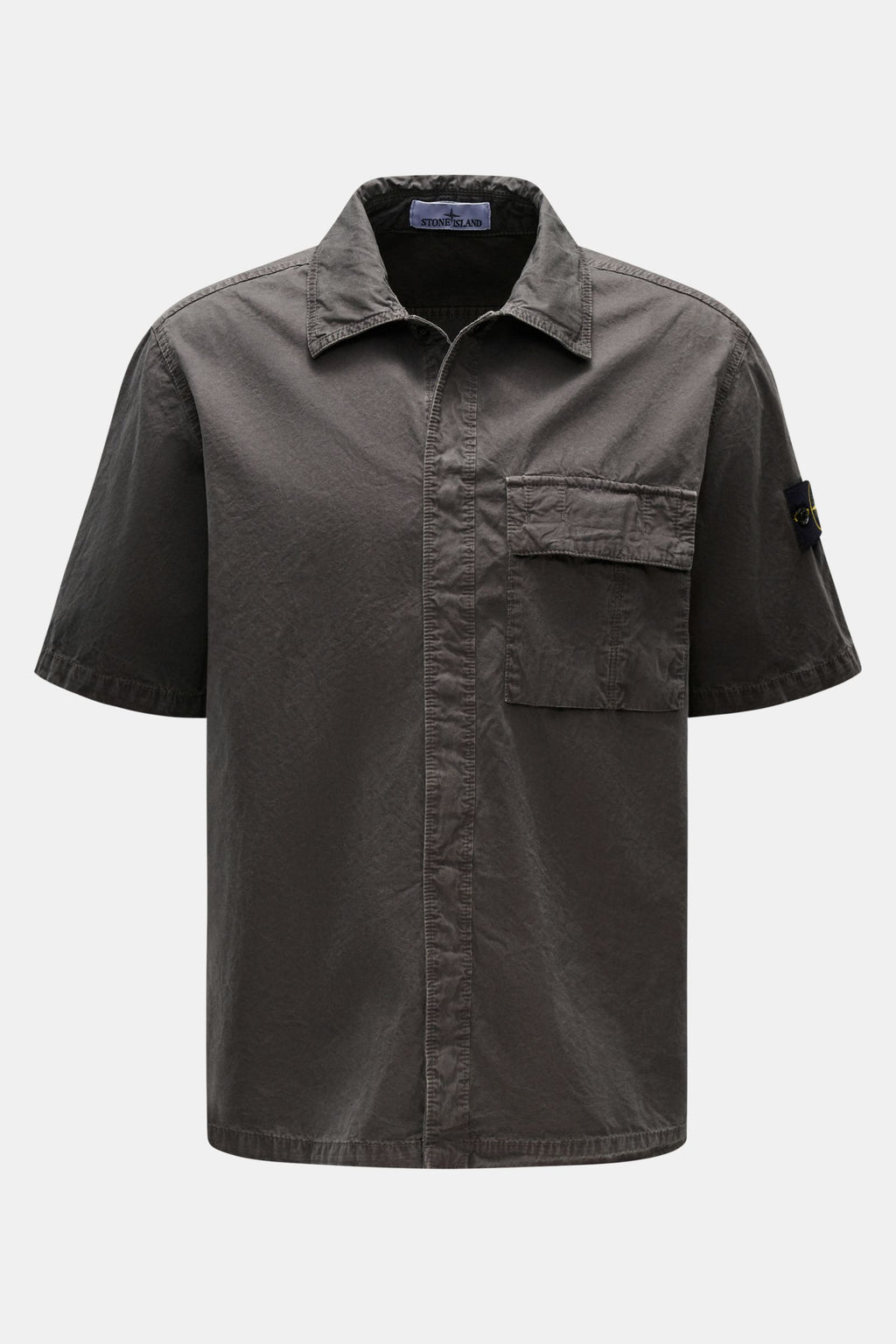 Stone Island Short sleeve shirt 'Brushed Canvas' Kent collar - Anthracite