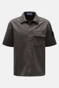 Stone Island Short sleeve shirt 'Brushed Canvas' Kent collar - Anthracite