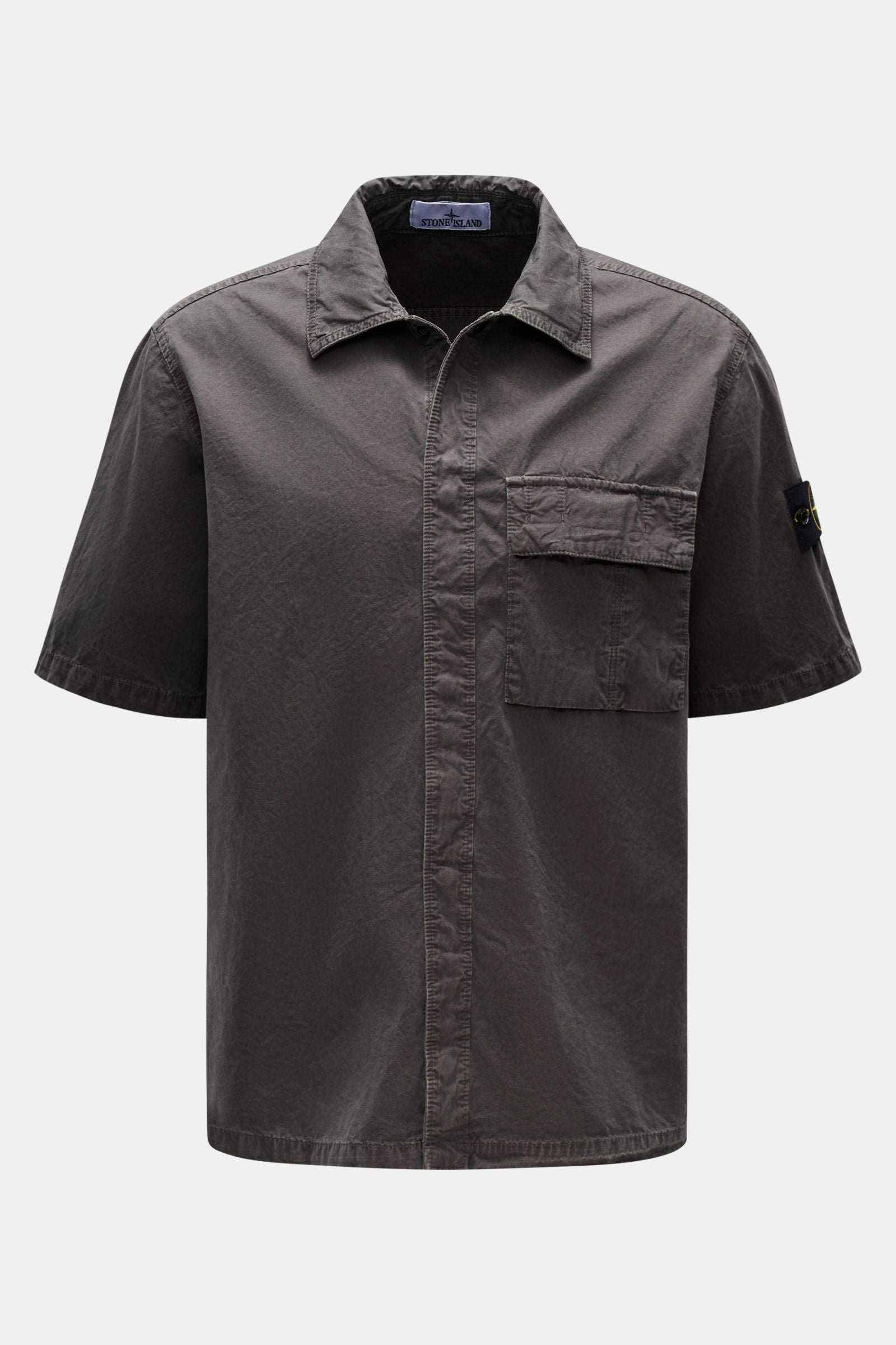 Stone Island Short sleeve shirt 'Brushed Canvas' Kent collar - Anthracite