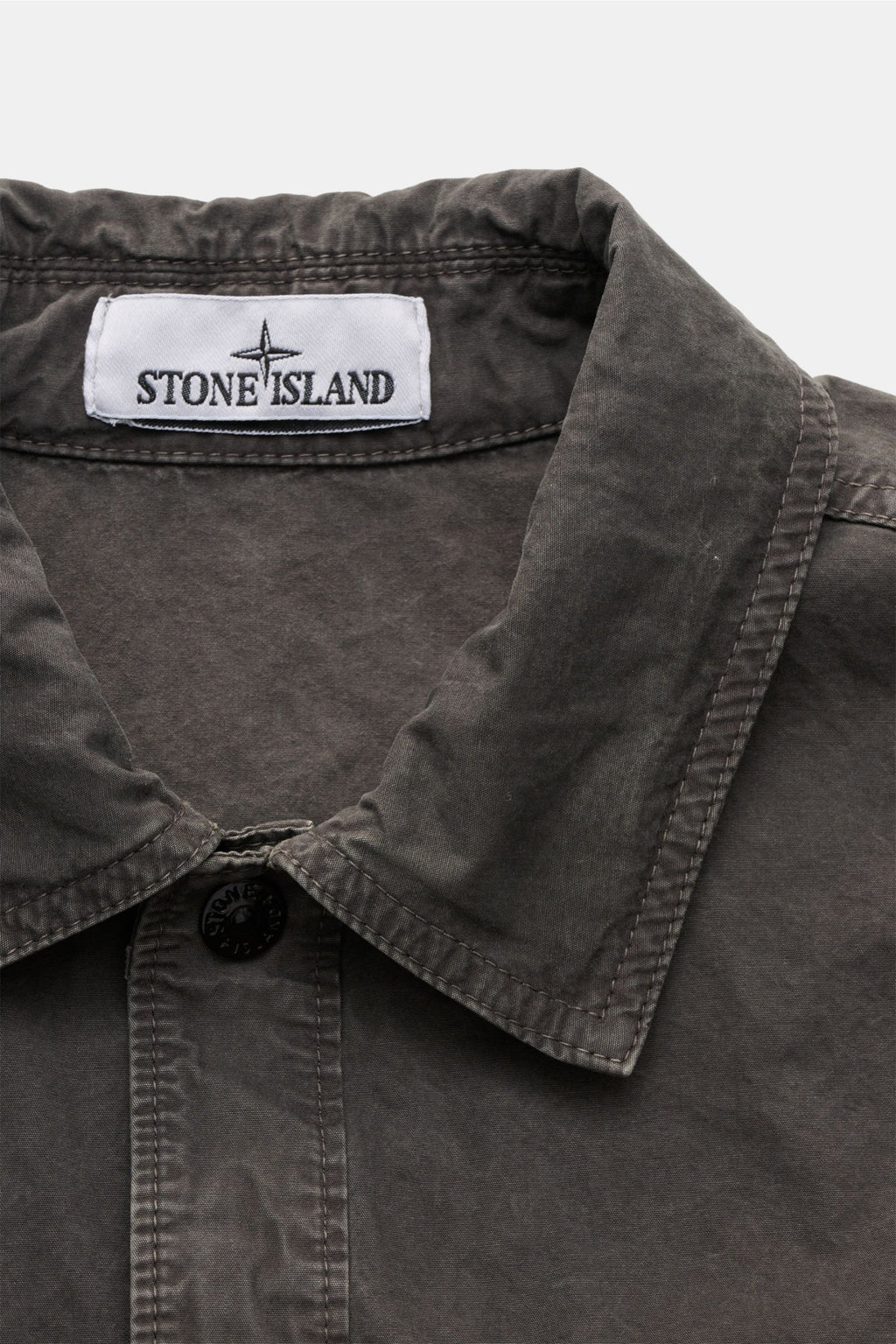 Stone Island Short sleeve shirt 'Brushed Canvas' Kent collar - Anthracite