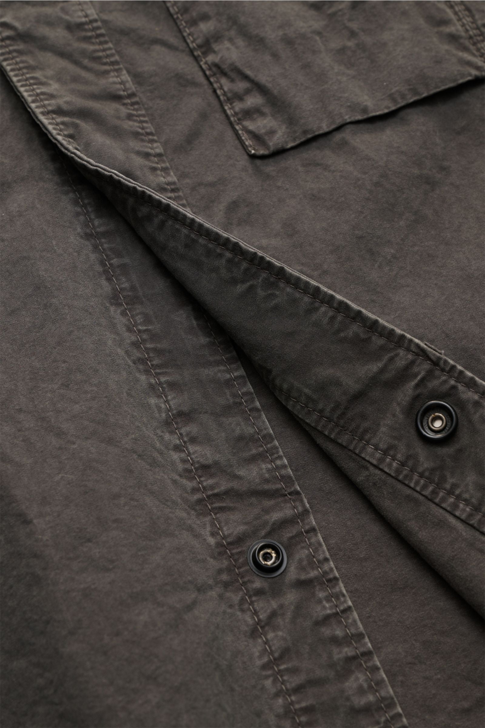Stone Island Short sleeve shirt 'Brushed Canvas' Kent collar - Anthracite