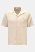 Percival Linen short sleeve shirt Cuban collar - beige