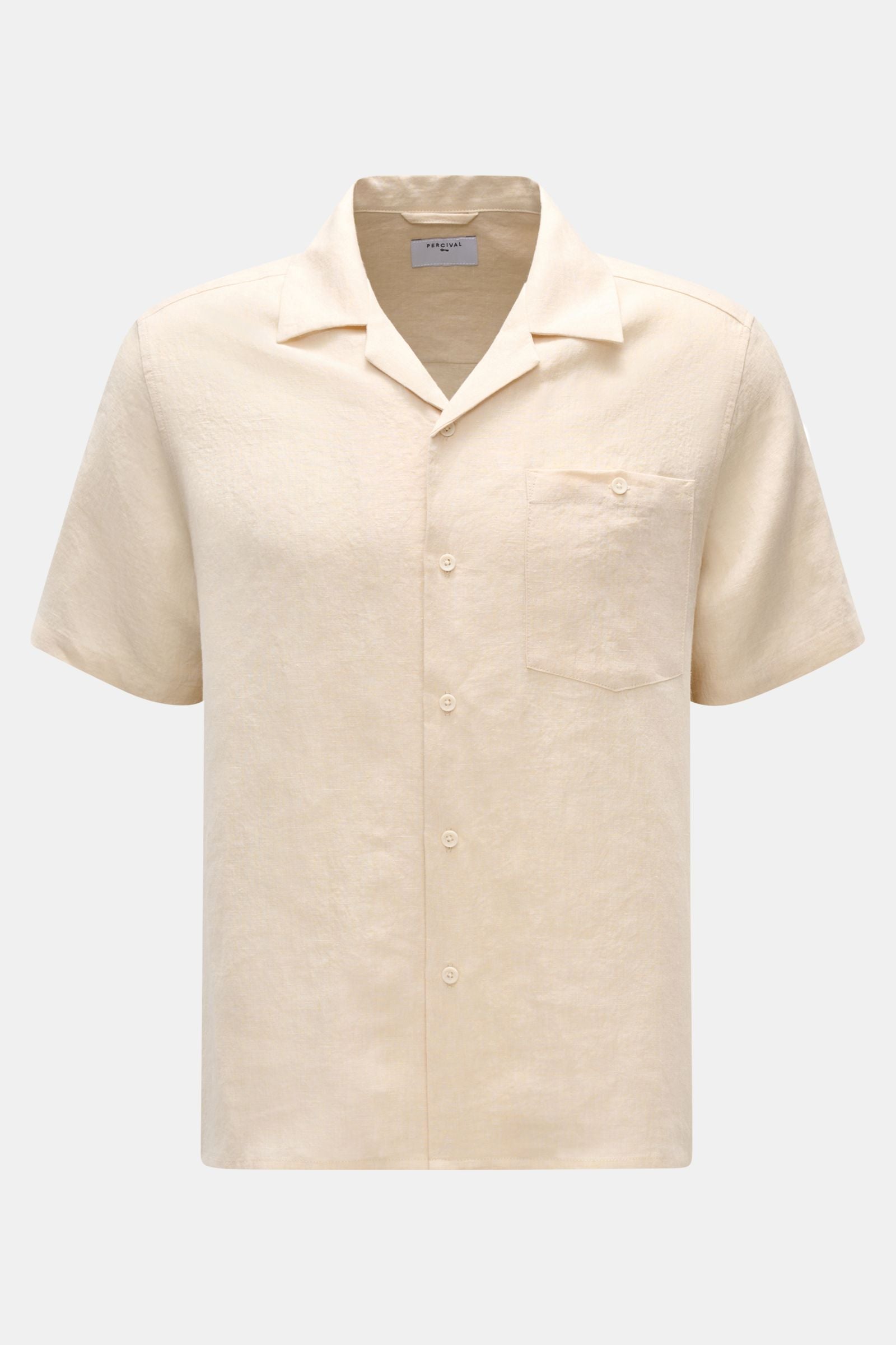 Percival Linen short sleeve shirt Cuban collar - beige